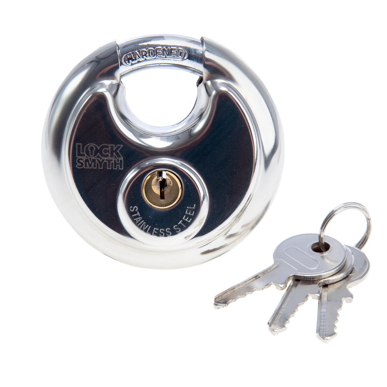 Locksmyth Stainless Steel Disc Padlock 70mm 3 Keys Shackle Dia 9.5mm L2200031
