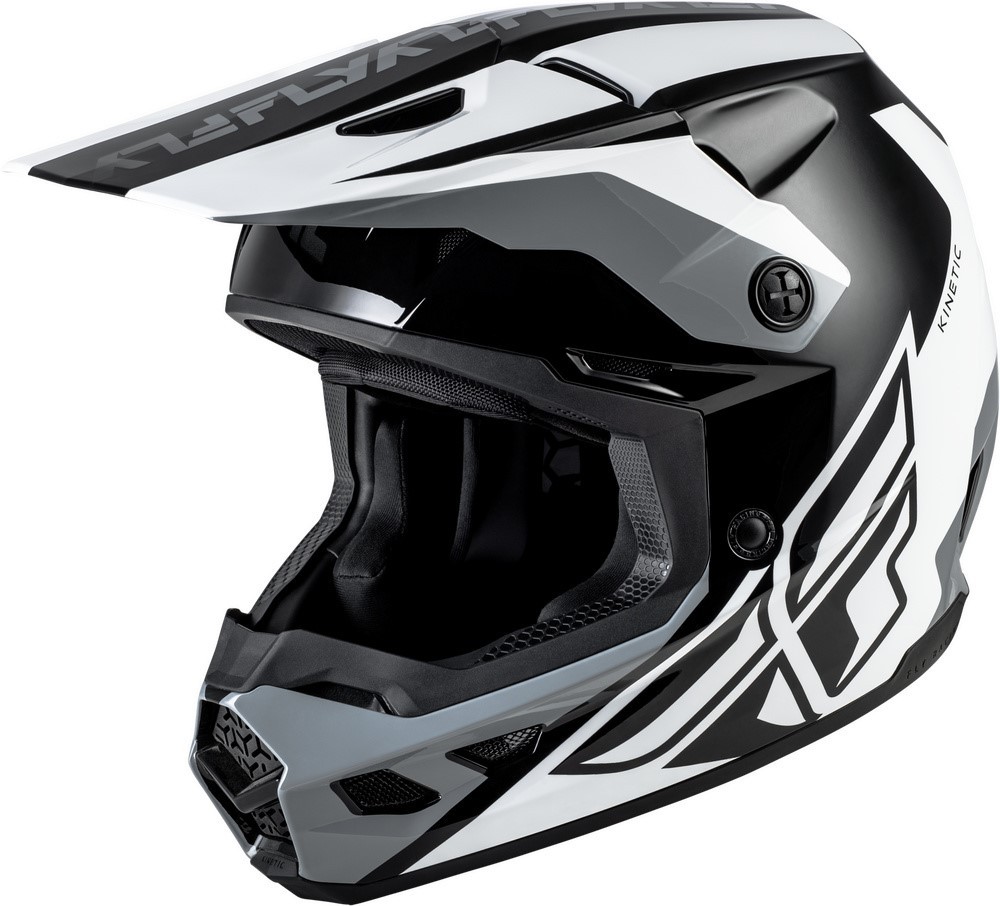 Fly Racing Kinetic Crest Helmet - Black/White - Adult Size Large 73-8674L