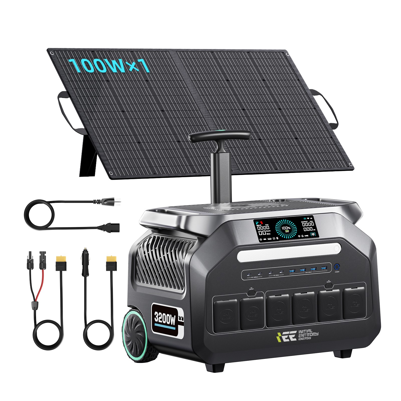 2048 Wh Generator LiFePO4 3200W Power Station IEE P3200 with 1*100W Solar Panel