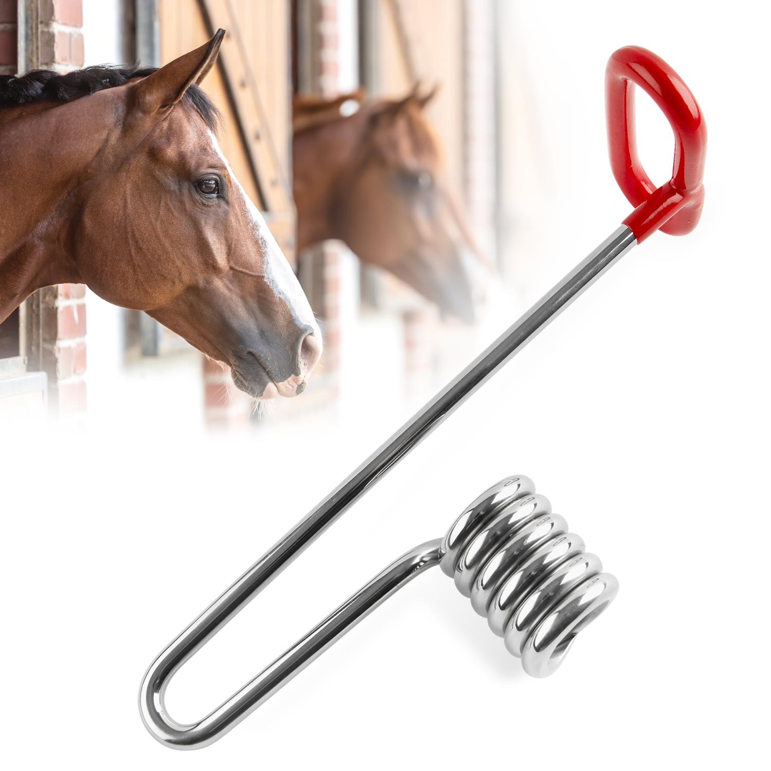 Jeffers Equine Dental Speculum with Red Handle, 11" L - Stainless Steel Horse