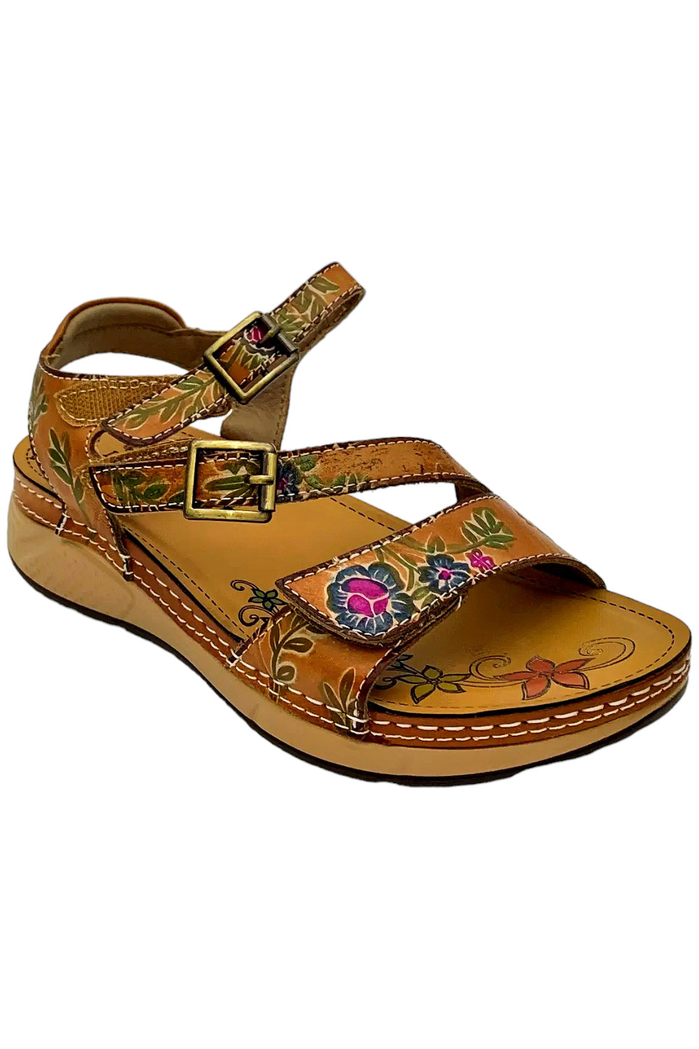 L'Artiste x Jane & Coco Leather Sandals Camel