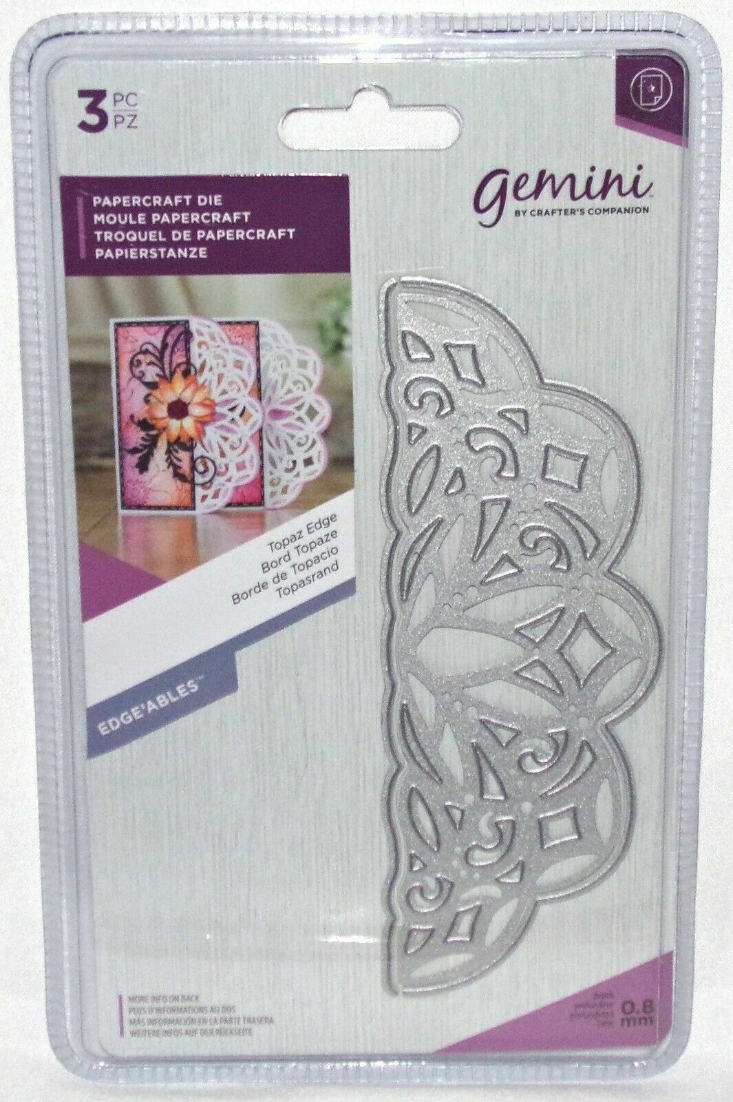 Gemini Topaz Edge Die Edgeables 3 Concepts by Crafters Companion Free Ship New