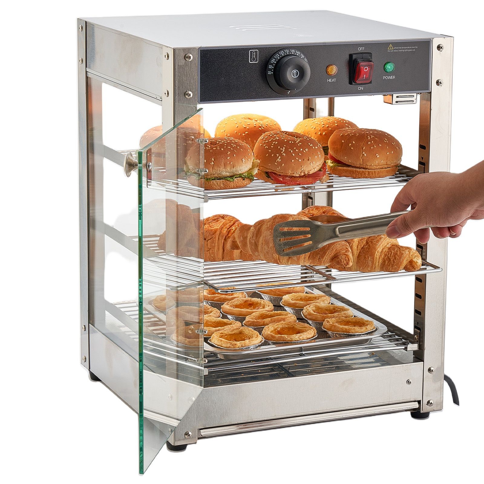 3-Tier Food Warmer 34L 86-185F LED Stainless