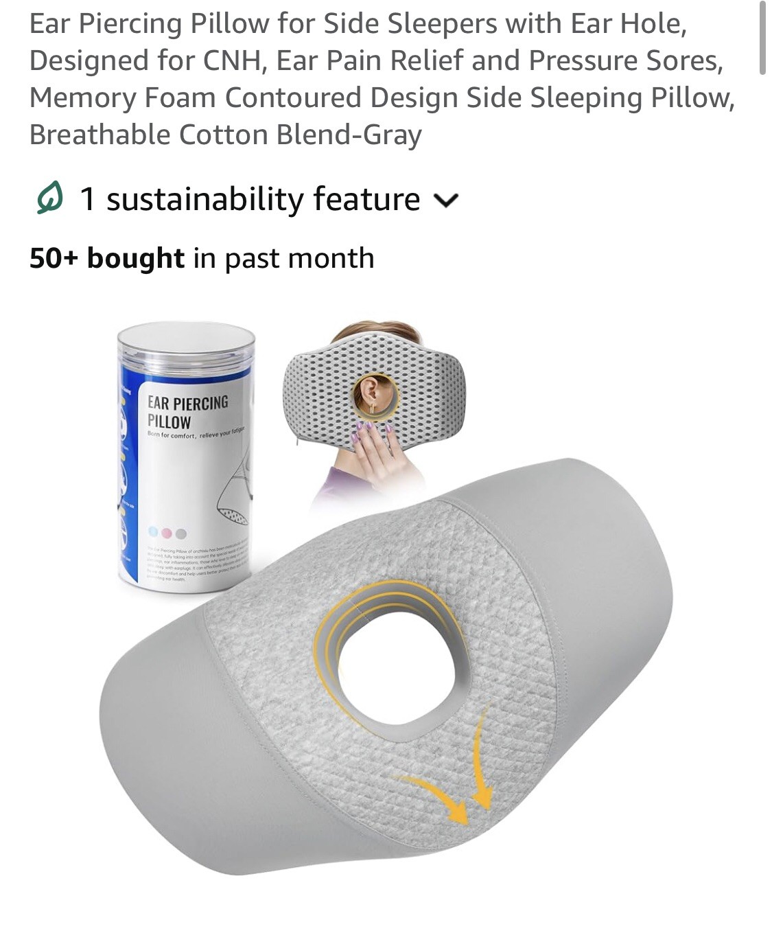 Ear Piercing Pillow (Gray)