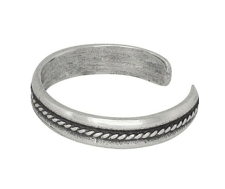 Sterling Silver .925 Rope Line Design Toe Ring adjustable size | Made In USA