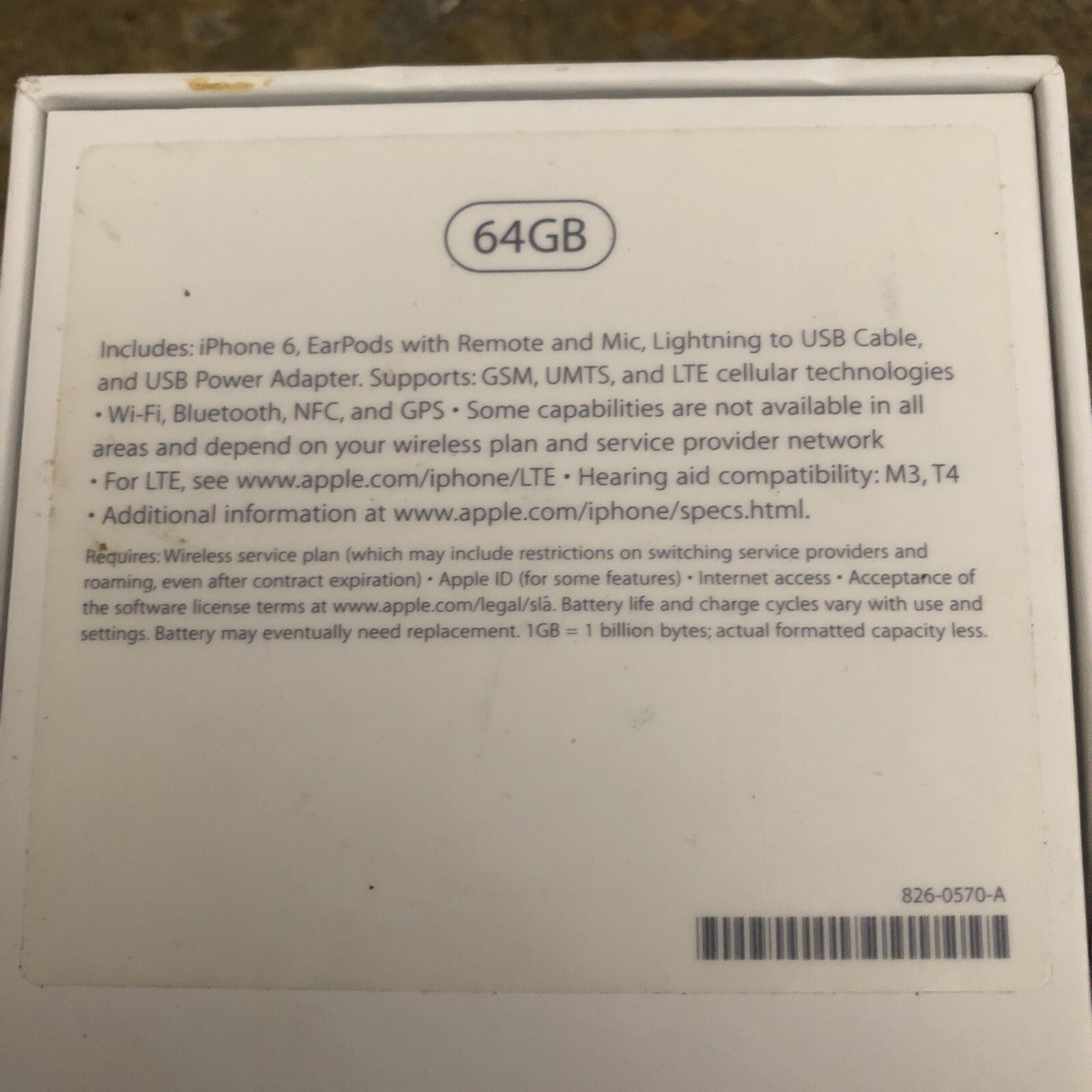 iPhone 6s box. Comes With Paperwork For Phone