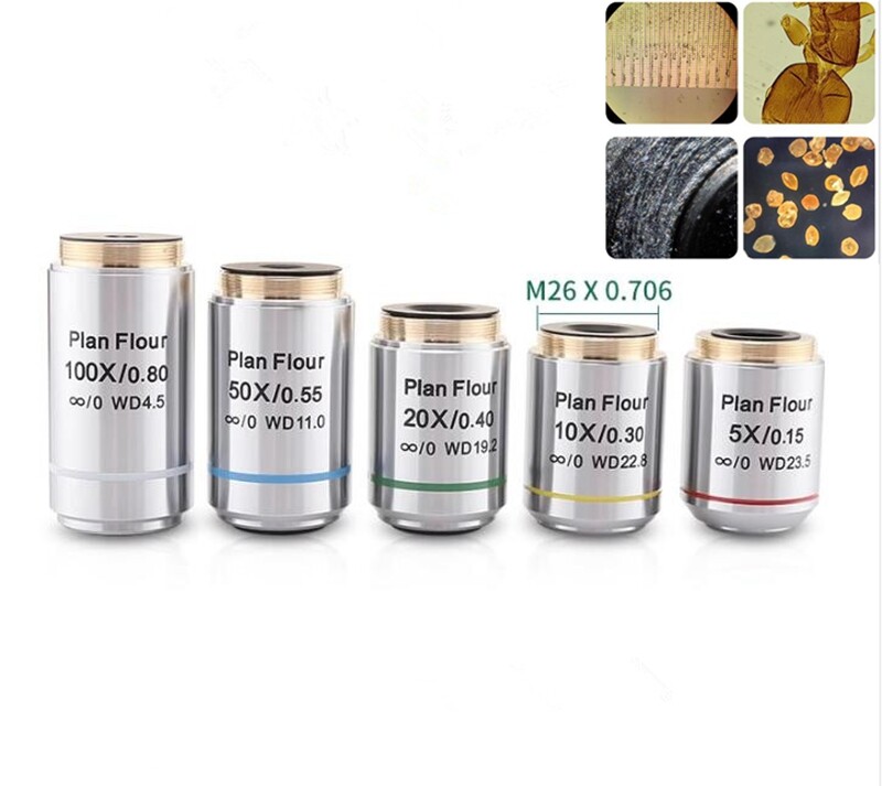 5X/10X/20X/50X/100X Plan Flour Semi-apochromatic Infinity System Objective Lens