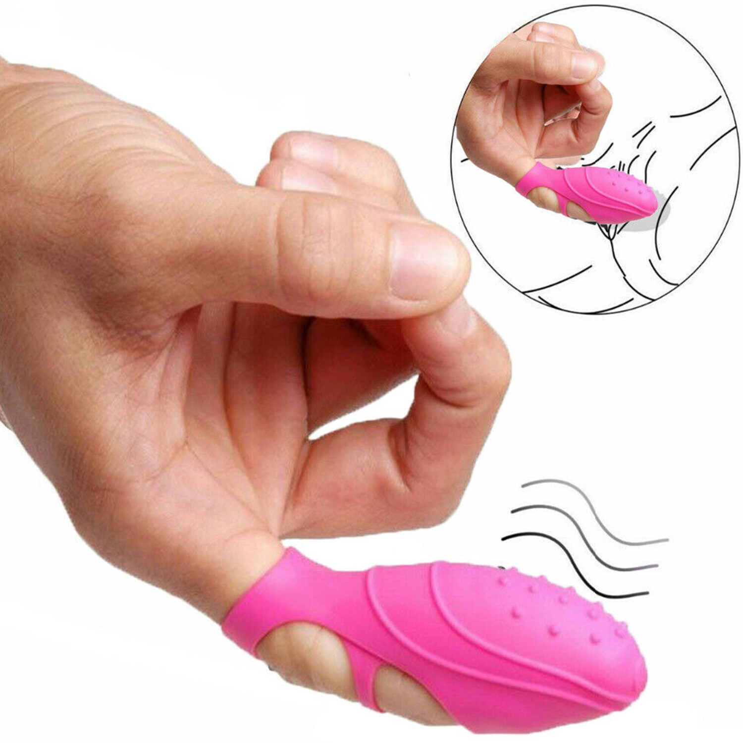 Women Couple Finger Vibrator Clit G-spot Stimulator Dildo Masturbator Sex Toys