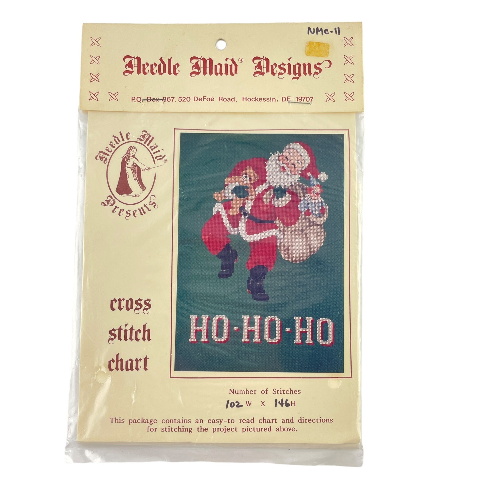 Needle Maid HO-HO Santa Cross Stitch Hand Embroidery CHART NMK-11 Christmas