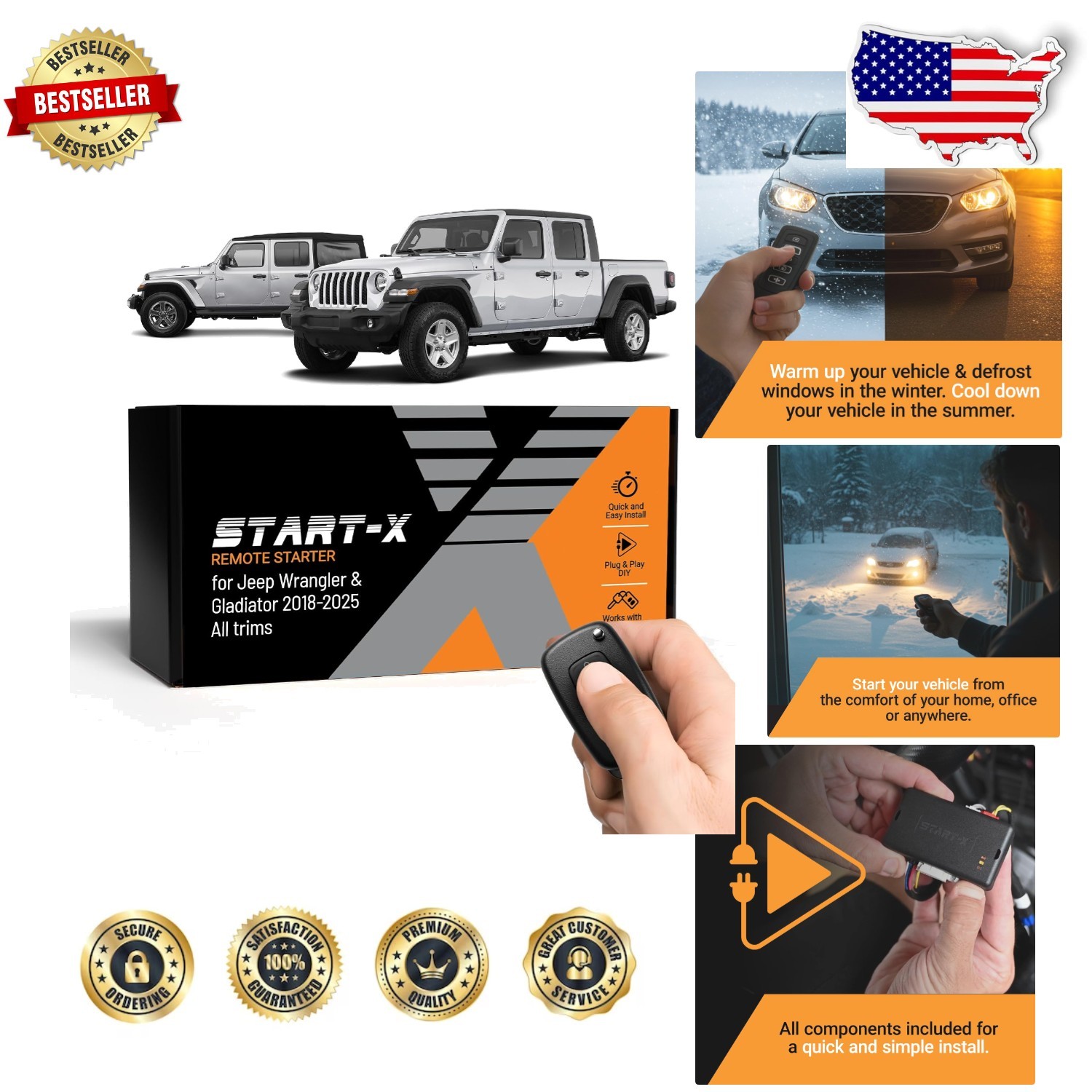 Jeep Wrangler JL/JT Plug & Play Remote Start Kit - Push-to-Start 2018-2025