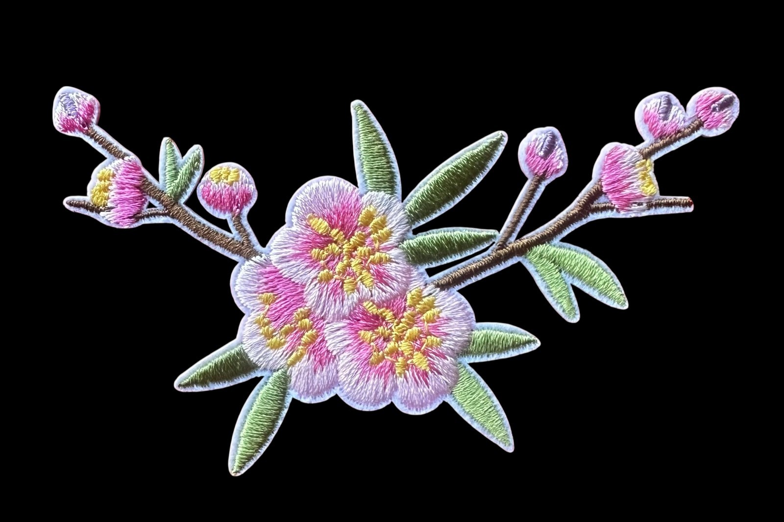 Embroidered Flower iron on patch applique 4 x 2+1/4 inch