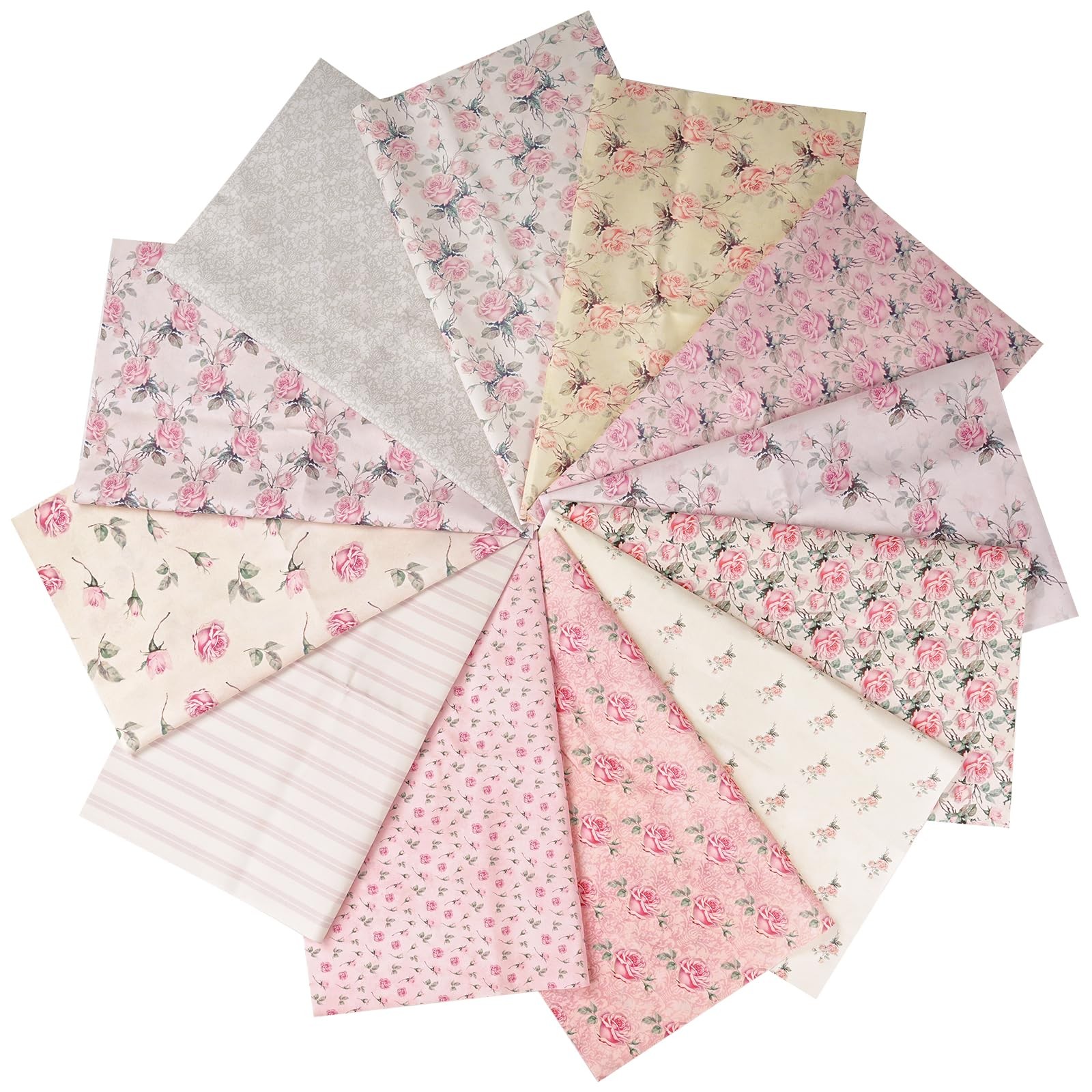 12pcs Quilting Fabric 18 x 22 Inch Cotton Craft Bundle Fat Pink