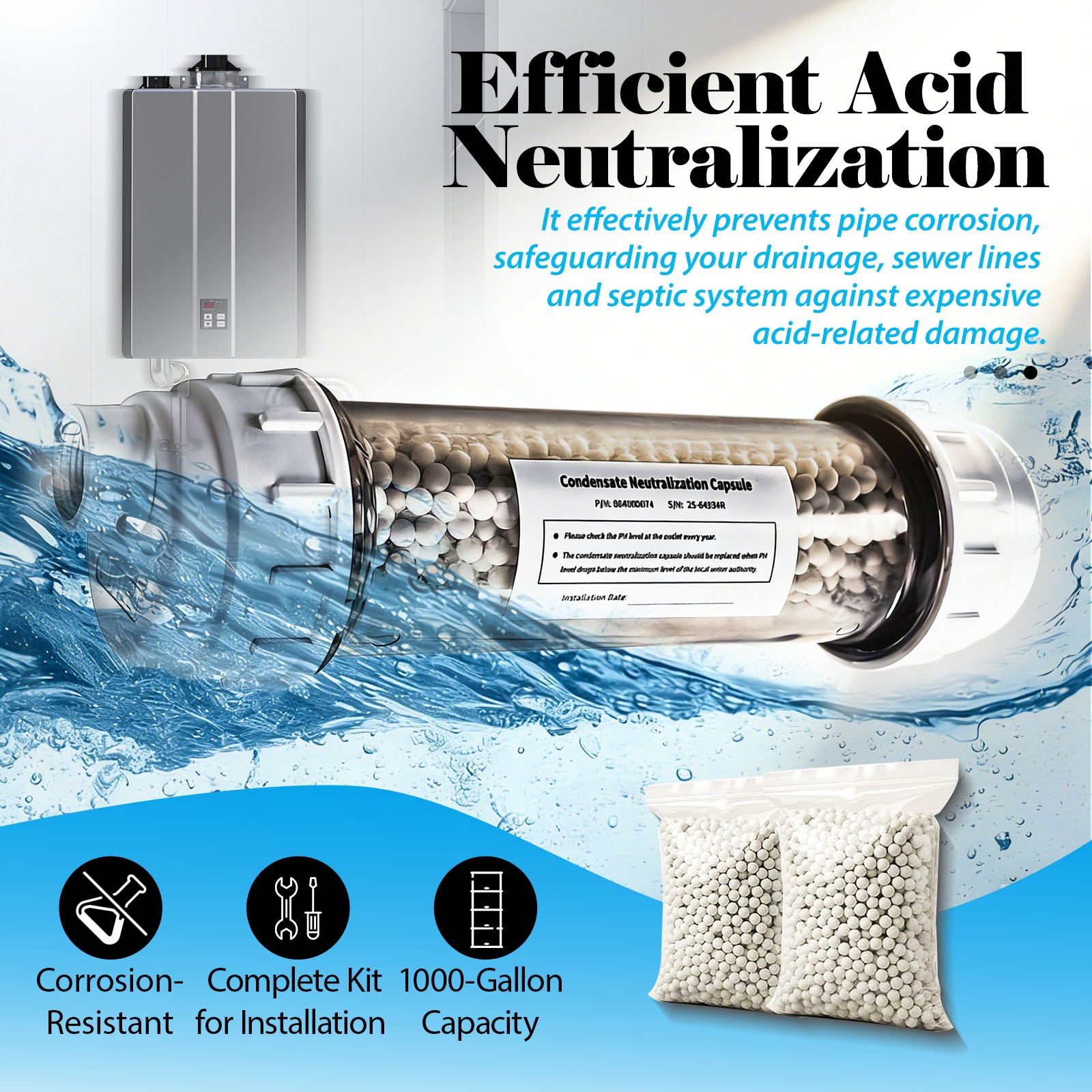 Condensate Neutralizer Kit Compatible with Rinnai 804000074