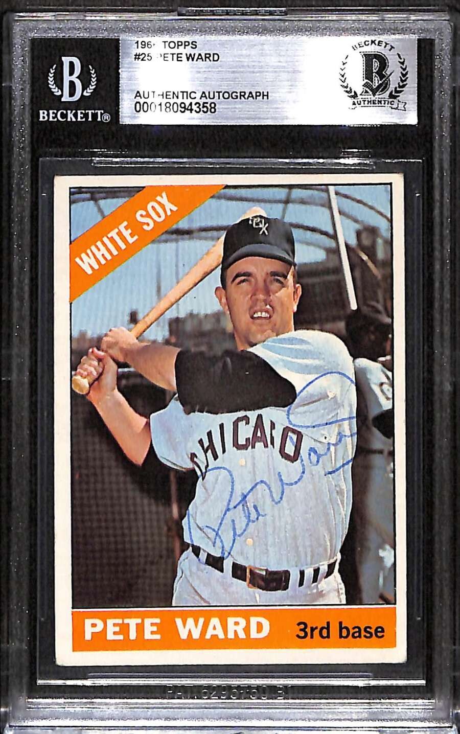 1966 Topps 25 Pete Ward  BGS Auto Autographed BAS Authentic C99567