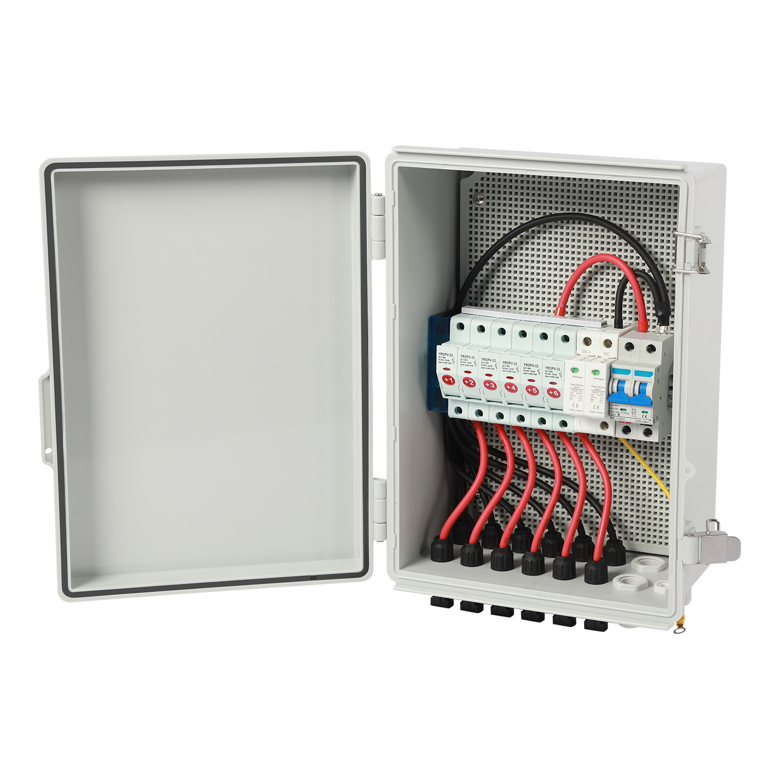 6 String Solar PV Combiner Box with 15A Circuit Breaker - Durable & Waterproof