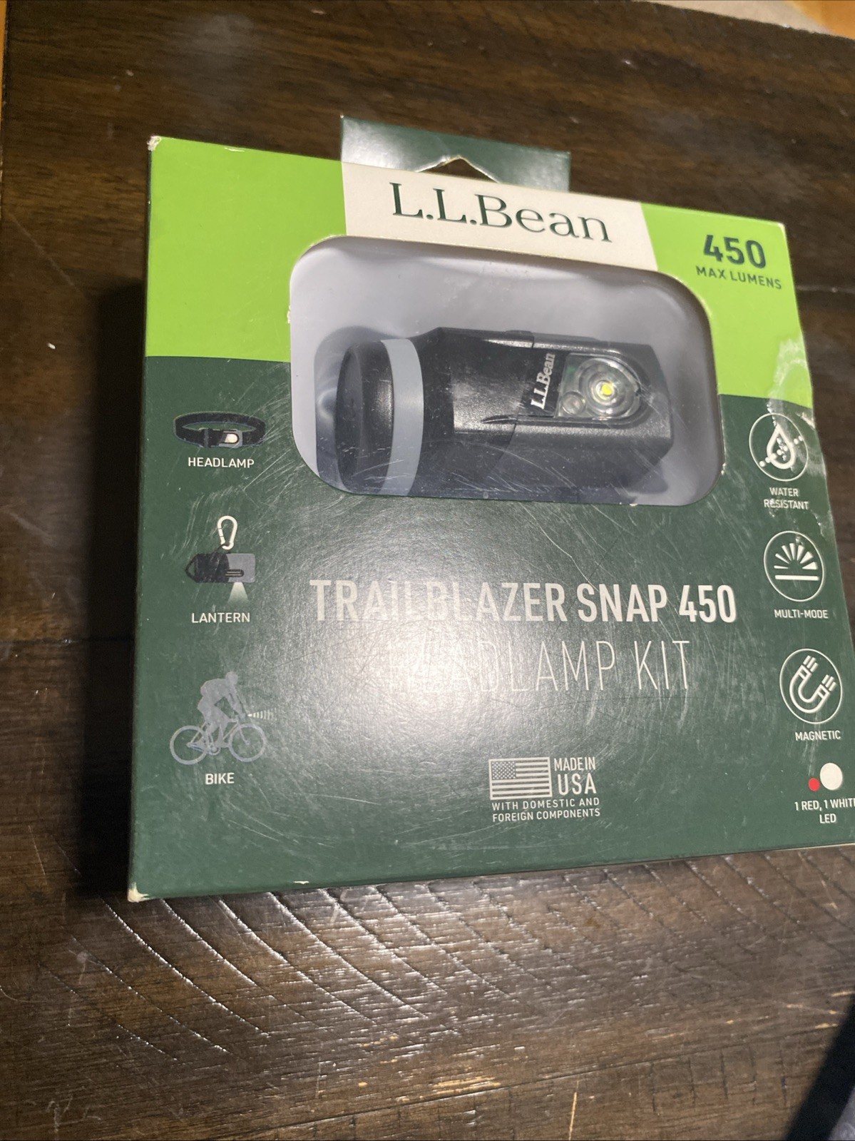 LL Bean Trailblazer 450 Headlamp LED Waterproof 450 Lumens w/Batteries