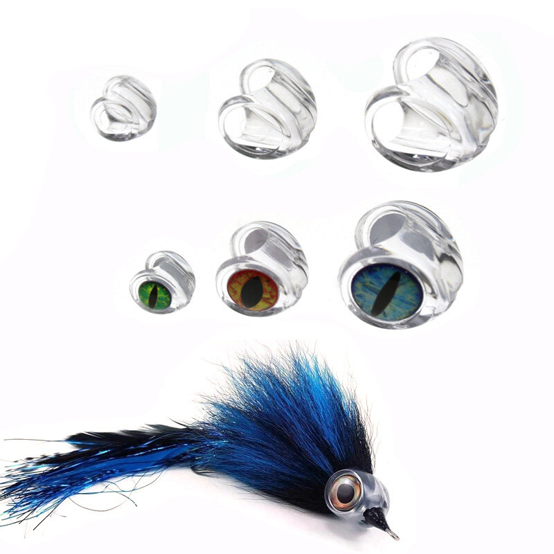 10 Set DIY Fly Tying Fish Skull Head Flies with Eyes Fly Fishing Bait Making