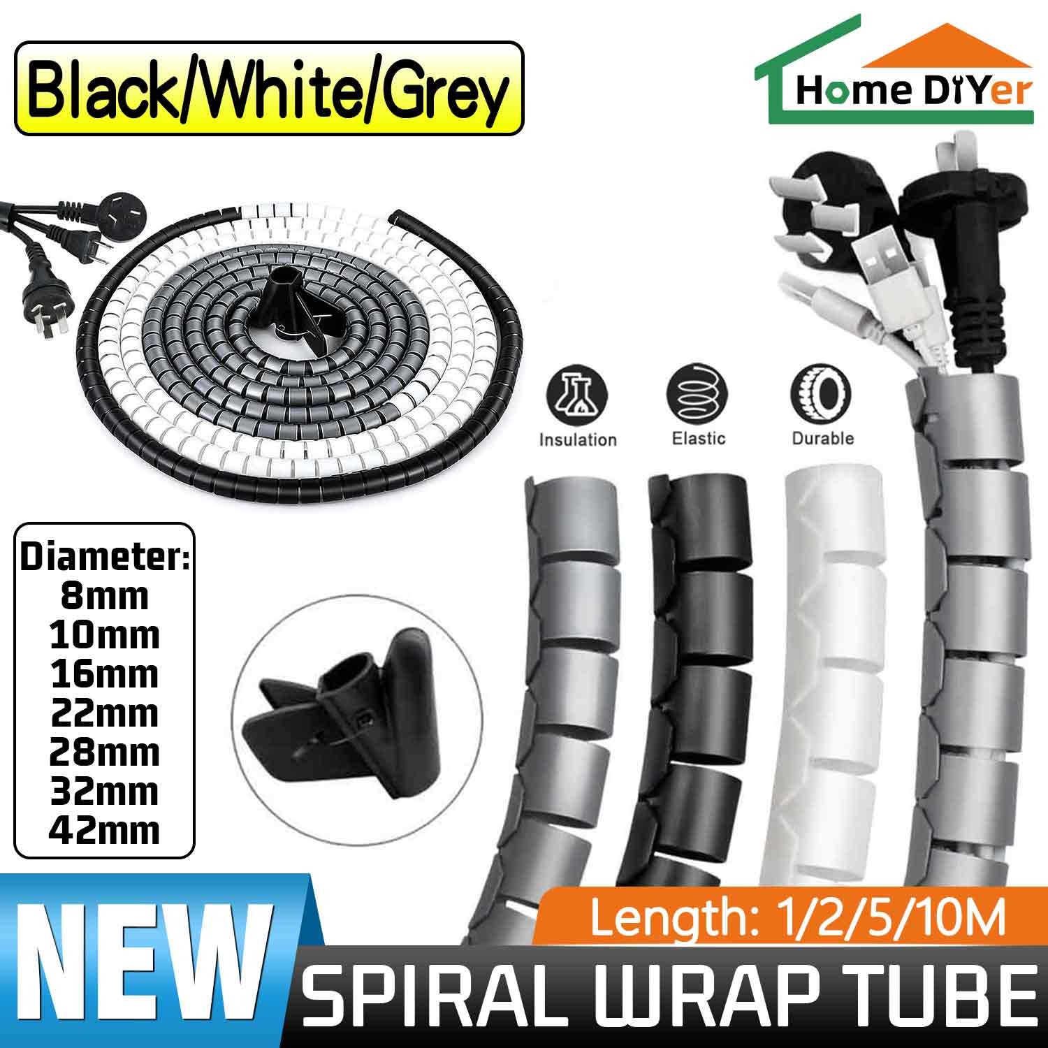 Cable Tidy PC TV Organising Wrap Tool Cover Spiral Tube Office Home Wire Storage