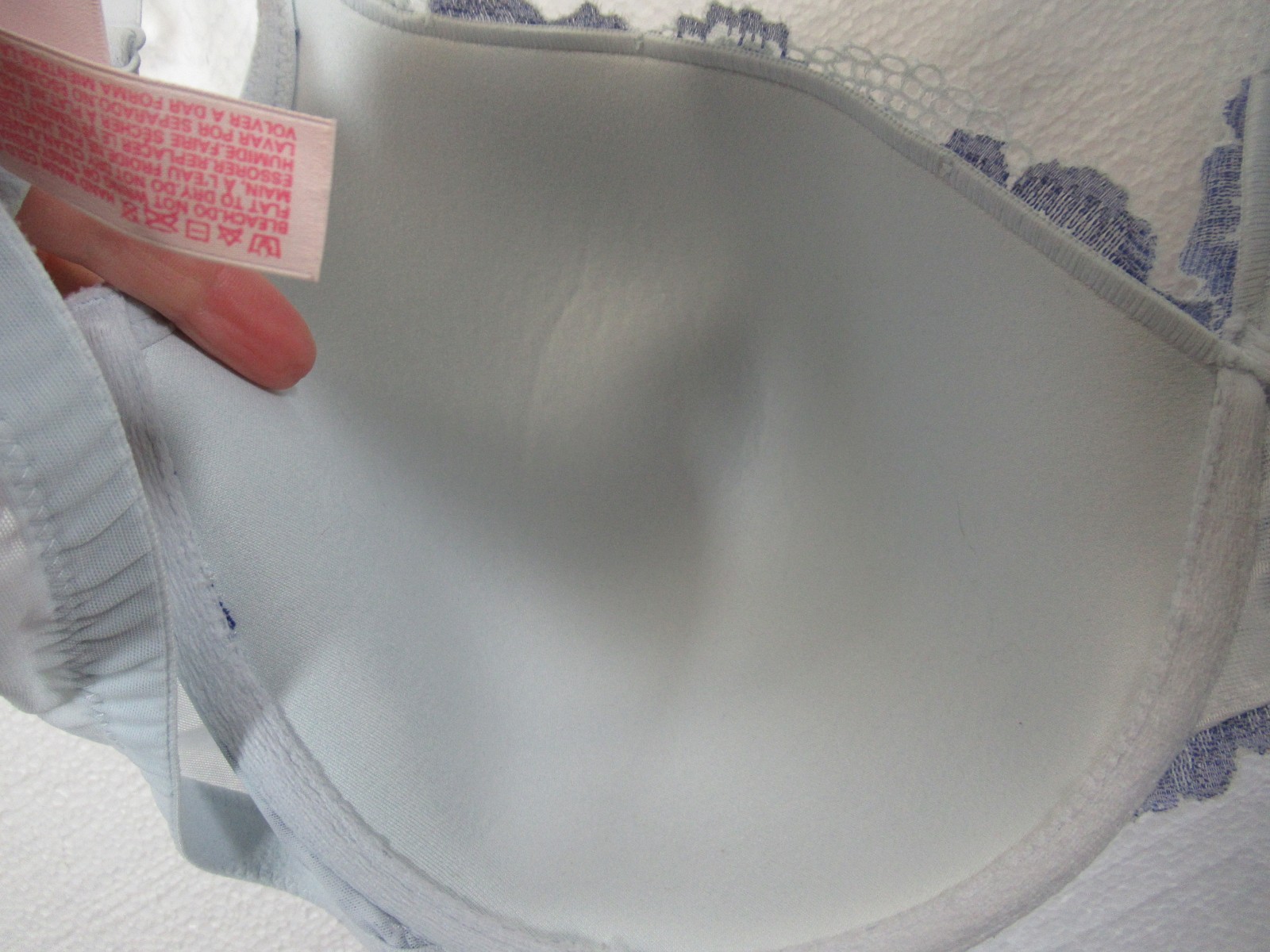 Body by Victoria's Secret Lined Perfect Coverage Bra 40DDD Blue Flower Lace UW