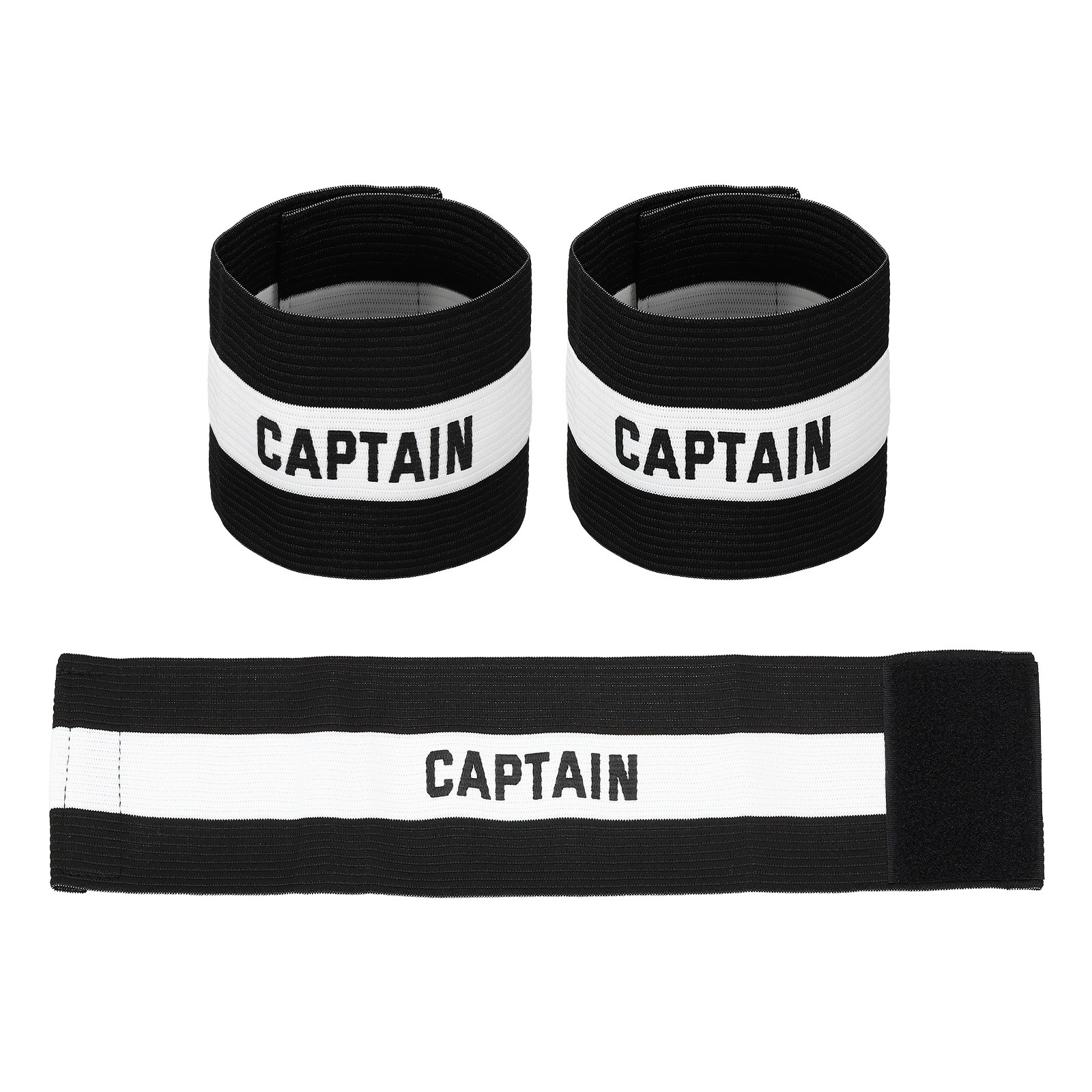 3Pcs Soccer Captain Armbands,  Adjustable Captain Bands, Black&White