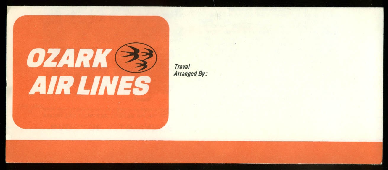 Ozark Air Lines airline tcket wallet wrapper unused ca 1970s