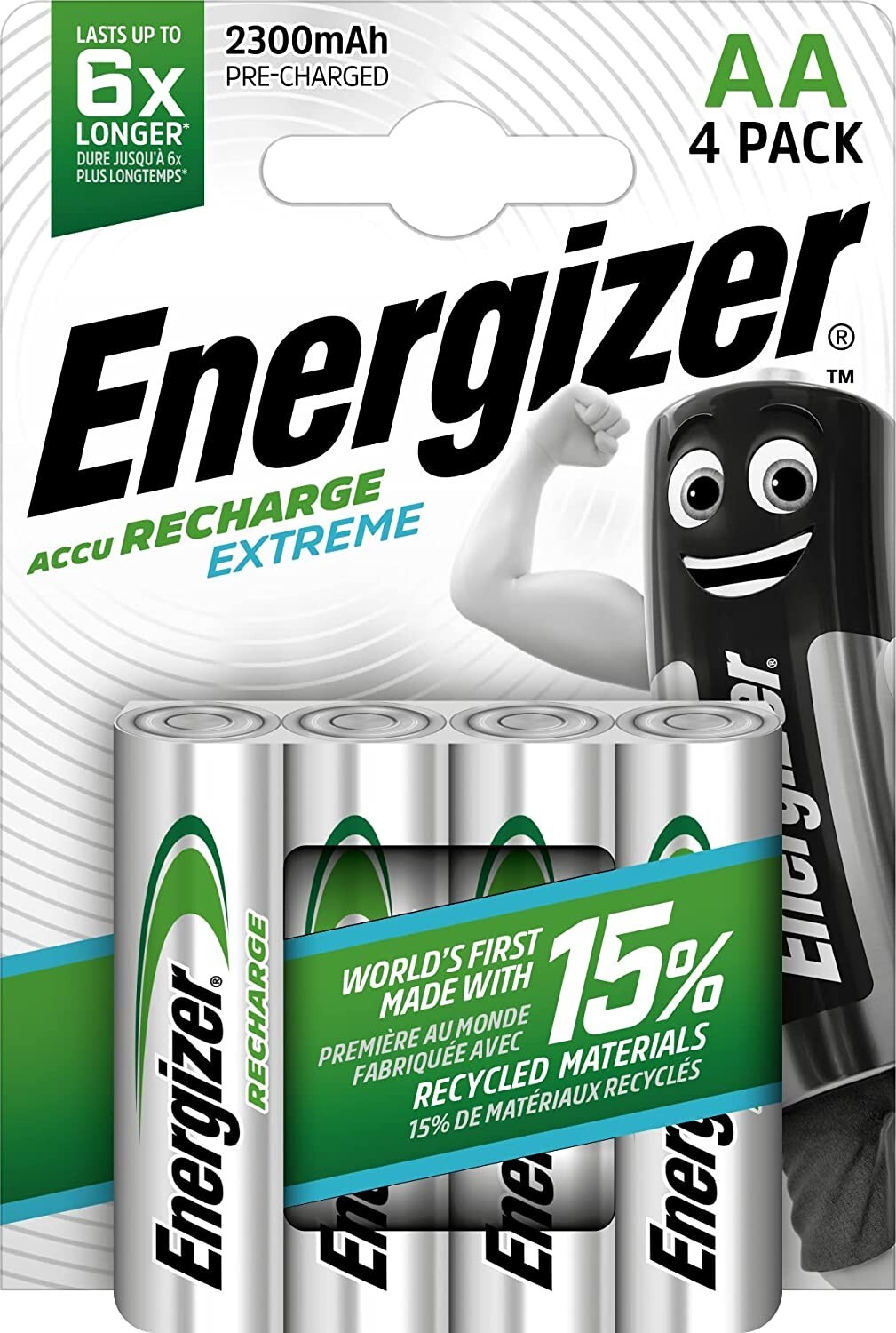 4 x Energizer Rechargeable AA batteries Accu Recharge Extreme NiMH 2300mAh HR6