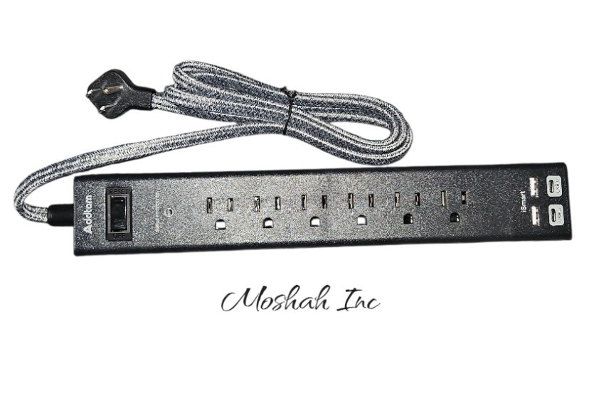 Addtam Power Outlet with USB iSmart imputs 6 outlets Black Color