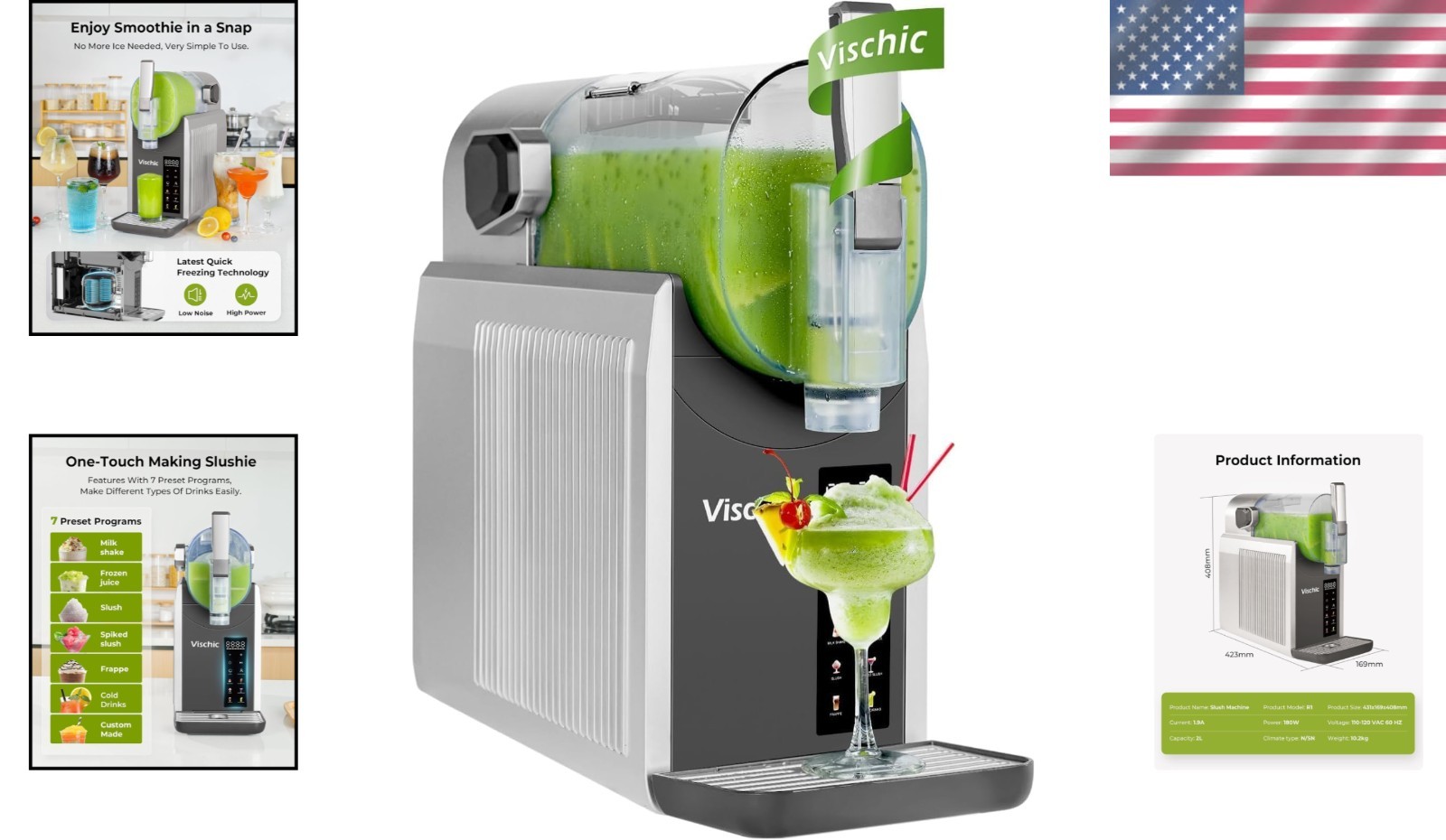 Slushy for Home Use with 7 Preset Programs & Auto Cleaning Function, Frozen D...