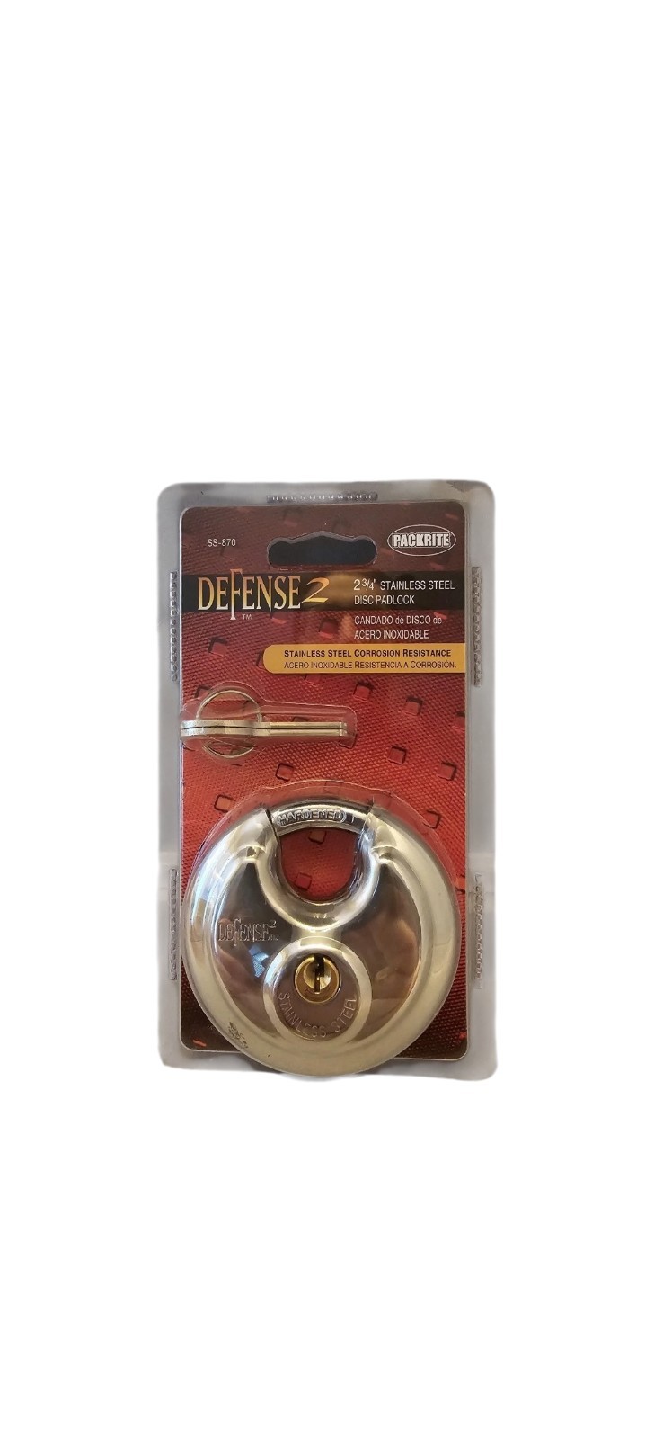 New - PackRite Defense2 Stainless Steel Disc Padlocks 2-3/4" with Two Keys