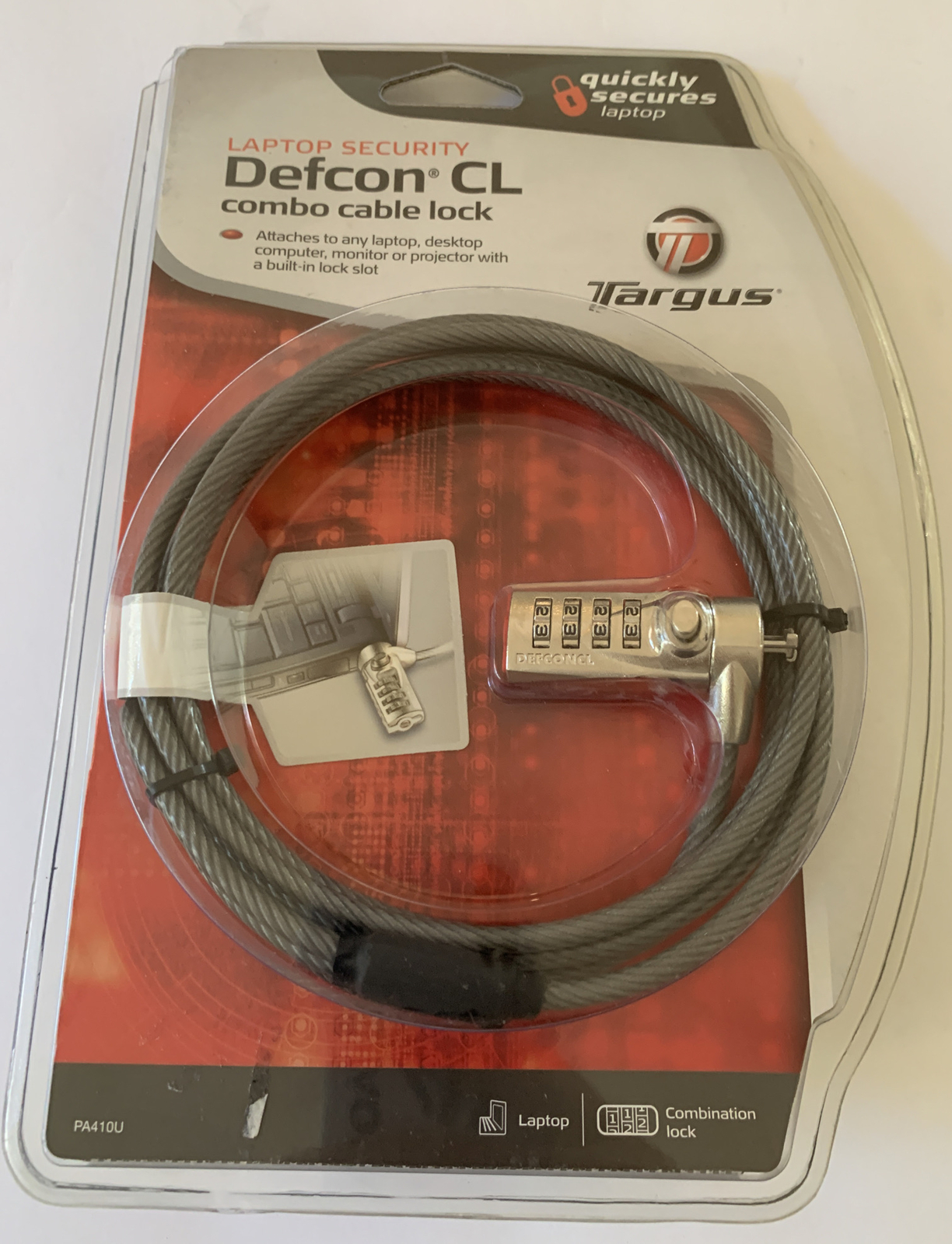 NEW Targus Notebook Security Defcon CL Combo Cable Lock PA410U
