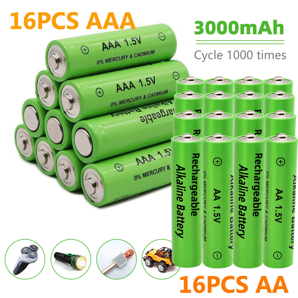 Lots 32PCS AA /AAA Recargables Alcalinas Baterias 1.5V 3000mAh Alkaline Battery