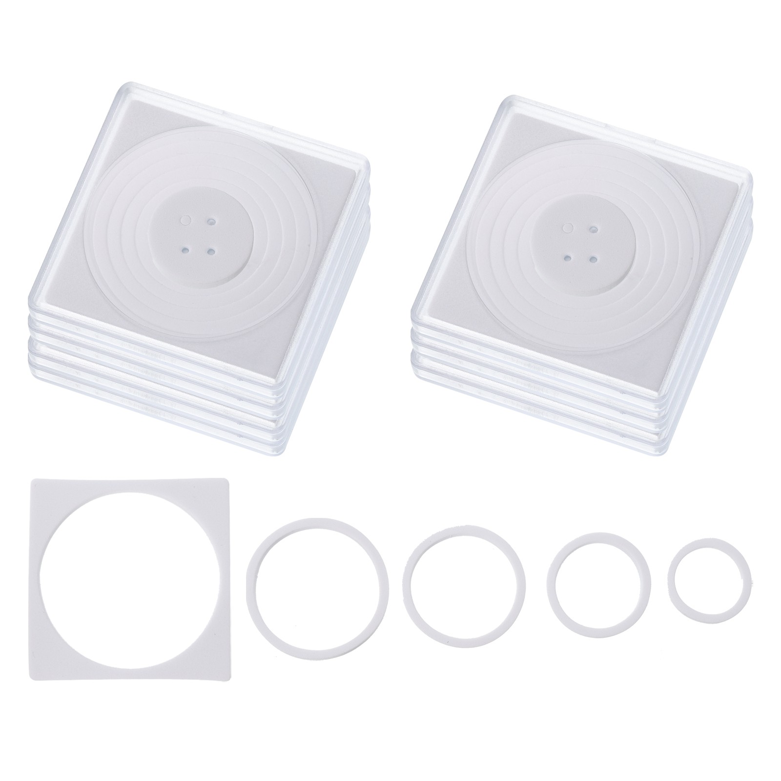 Coin Snap Holder, 6 Pack Coin Holders Square Fit 19/24/29/34/39mm, White