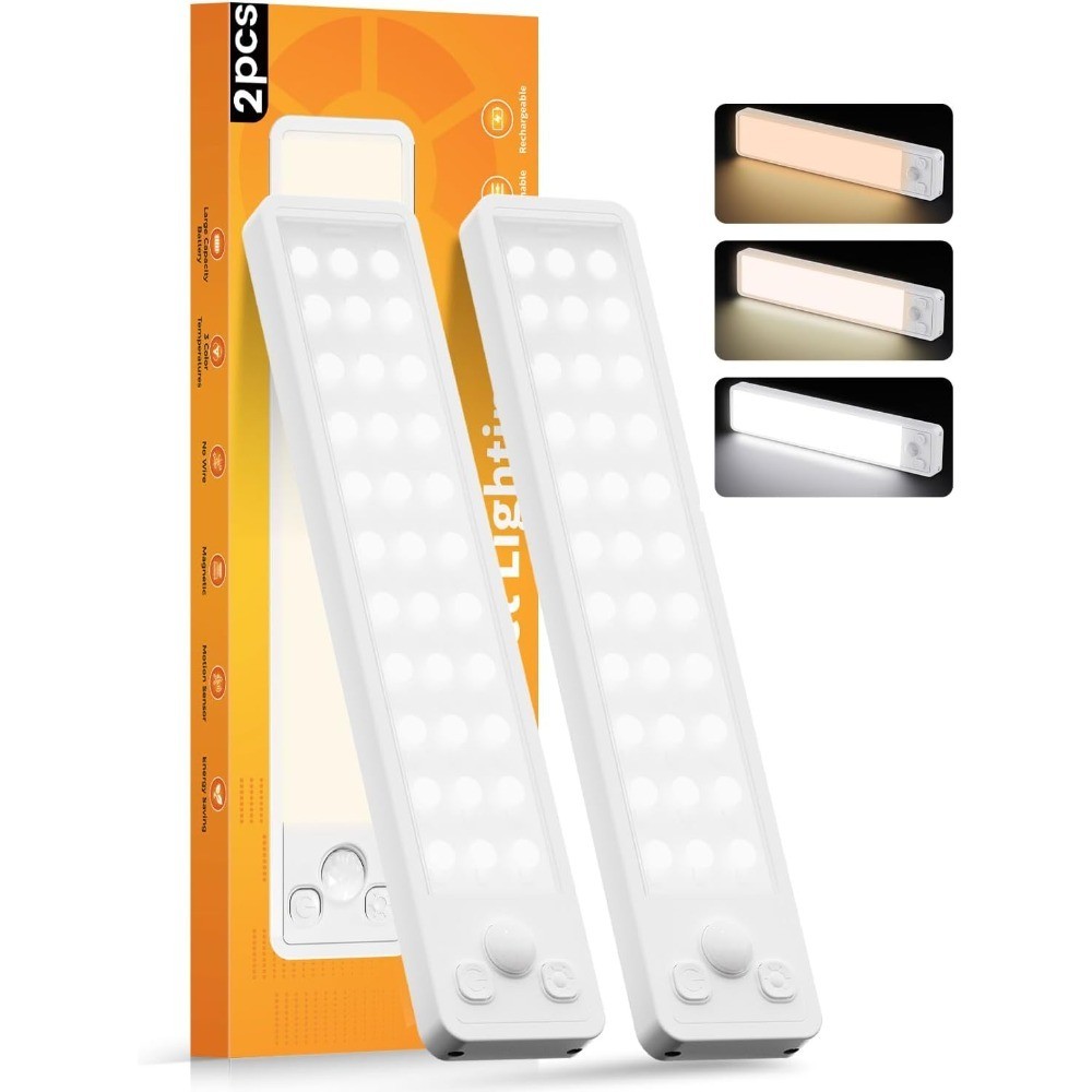 Rechargeable Under Cabinet Lighting Dimmable Motion Sensor LED Light 3 Color