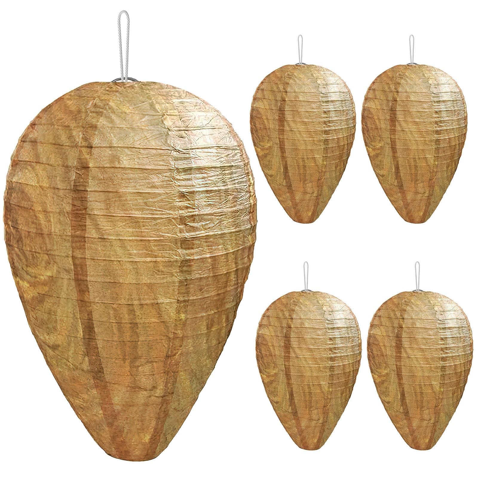 4 Pack Paper Wasp Nest Decoy Hanging Fake Wasp Nest for Wasps Hornets Yellow ...