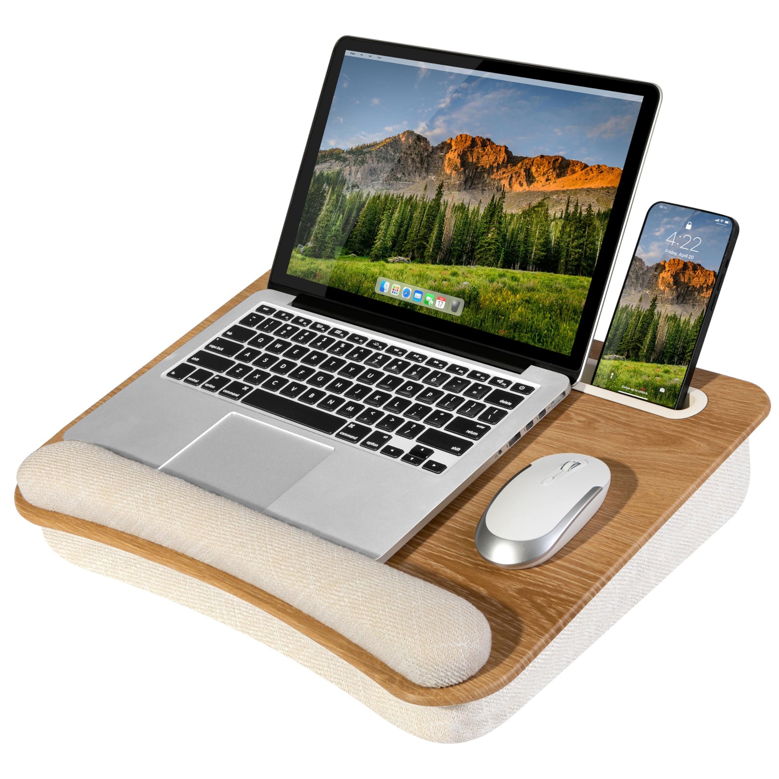 Portable Laptop Lap Desk with Pillow Cushion, Anti-Slip Strip, Tablet or Stor...