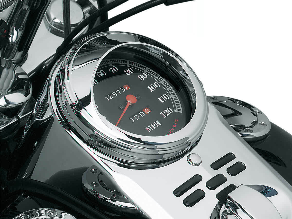 1X Motor Chrome Speedometer Bezel Trim Ring Visor Cover For Harley Dyna Softail