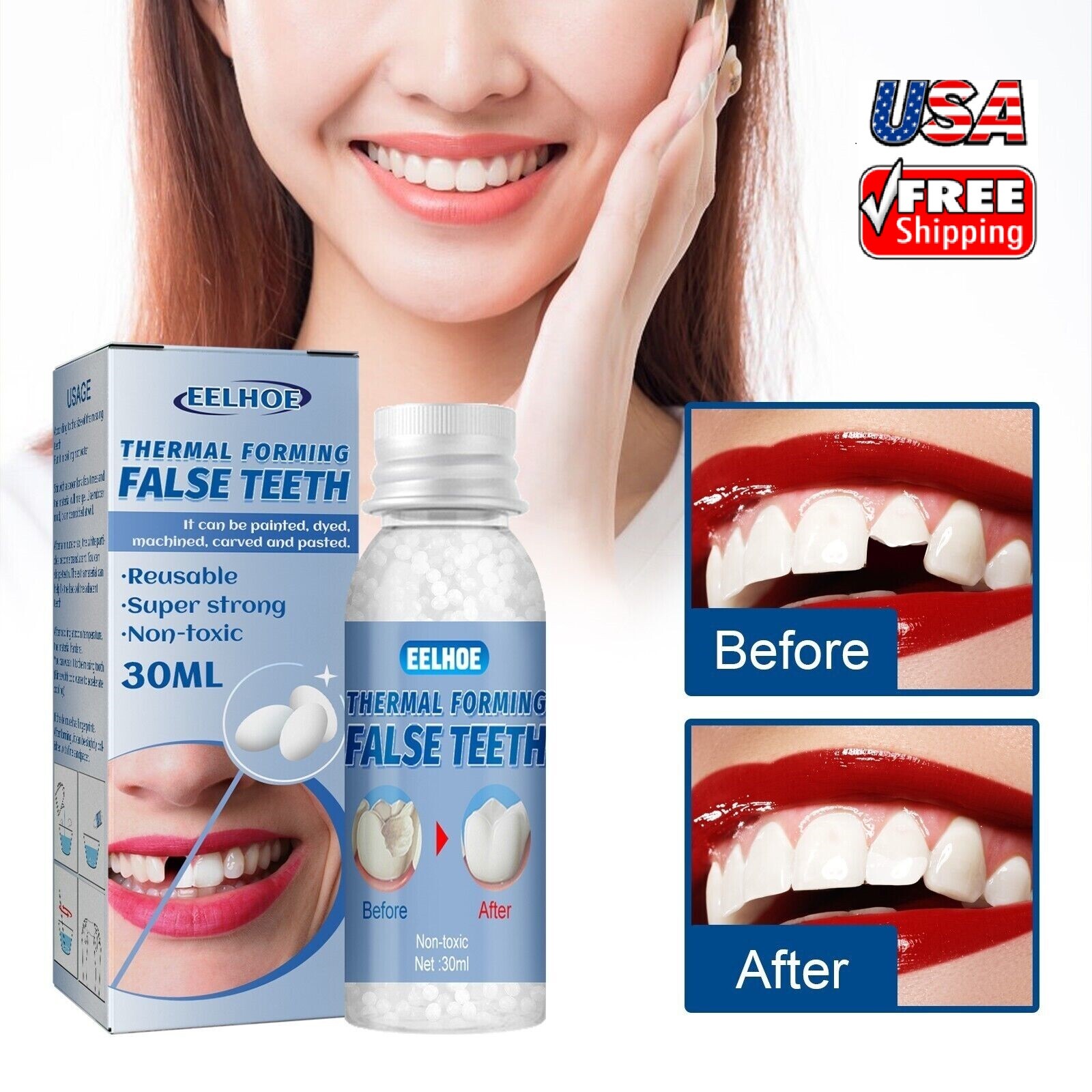 Resin False Teeth Solid Glue Temporary Tooth Repair Set Teeth And Gap Adhesive
