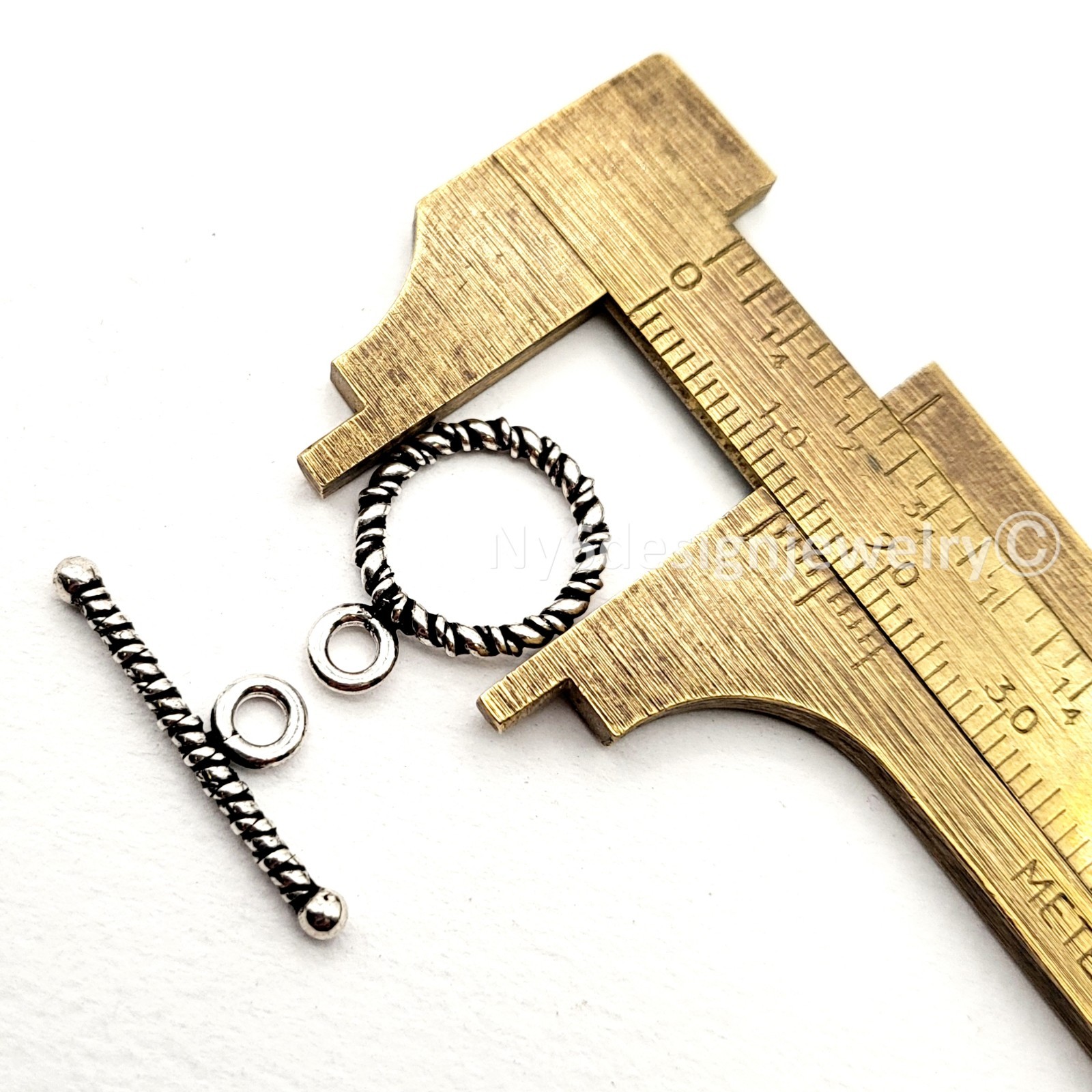 Sterling Silver Double-Twist Toggle Clasp –14.5mm Ring with 24m Bar, .925 Silver