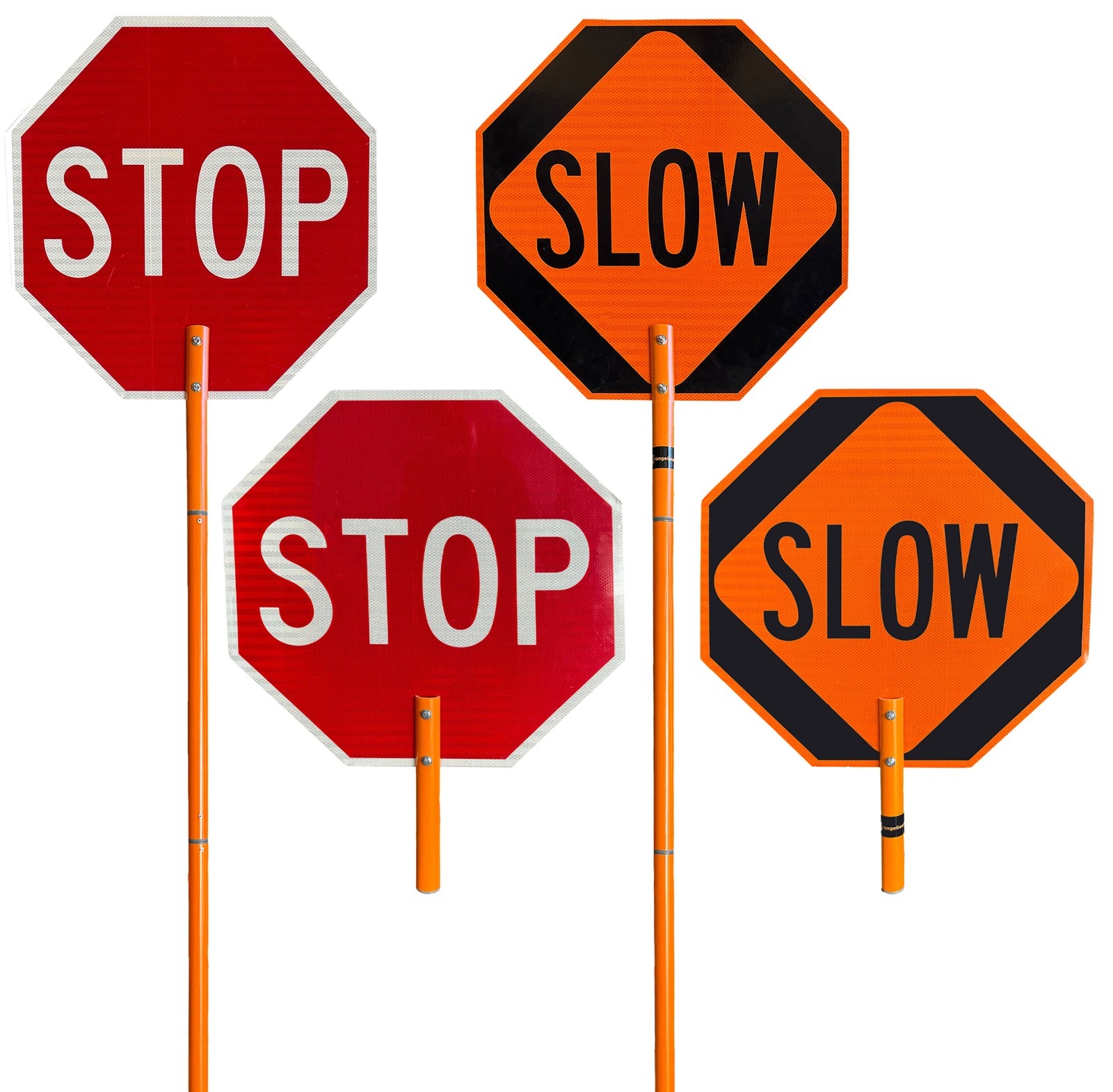 18" Stop Slow Paddle 72" Fiberglass Handle Traffic Road Construction Kit