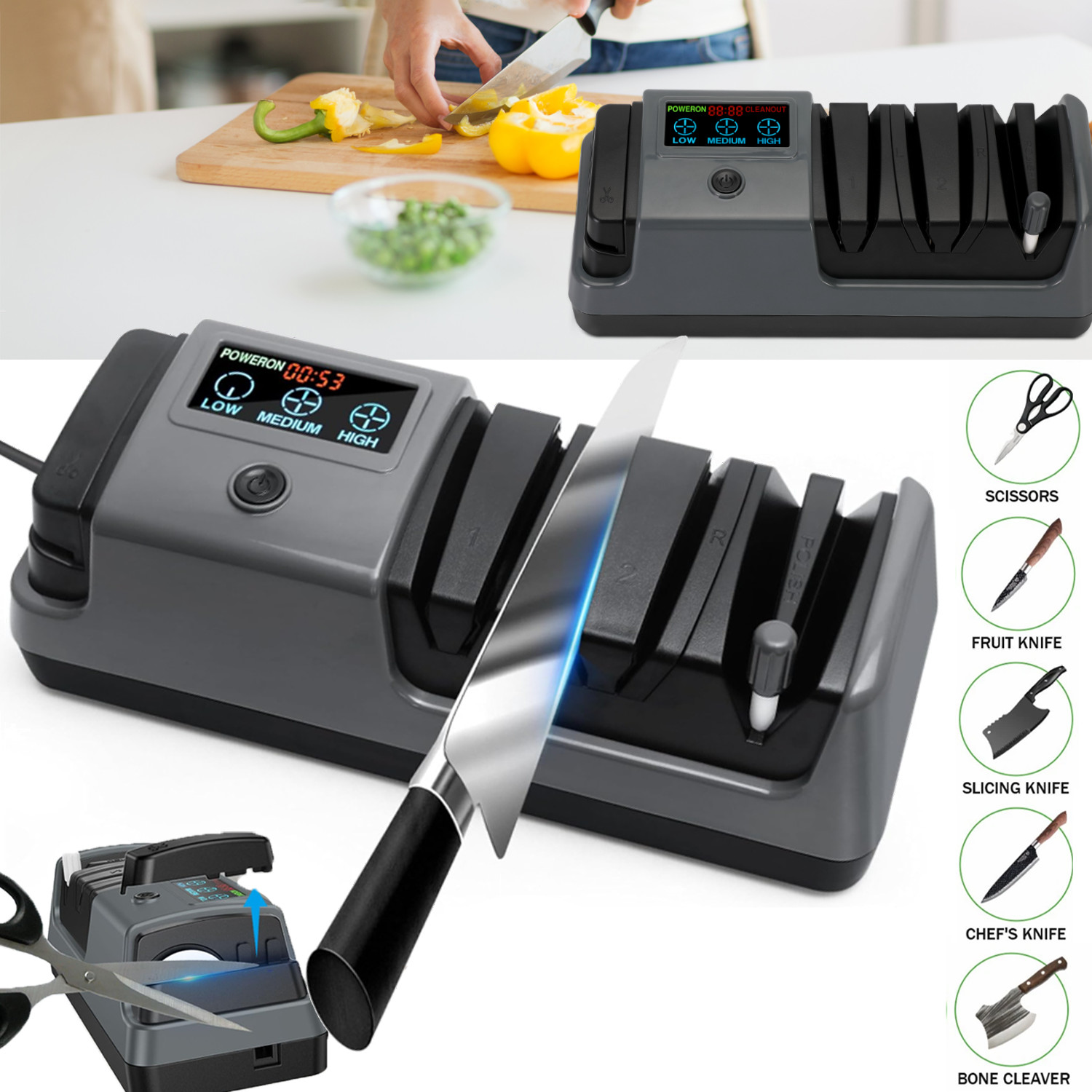 5-in-1 Electric Knife Sharpener Professional Kitchen Knife Sharpener Electric US
