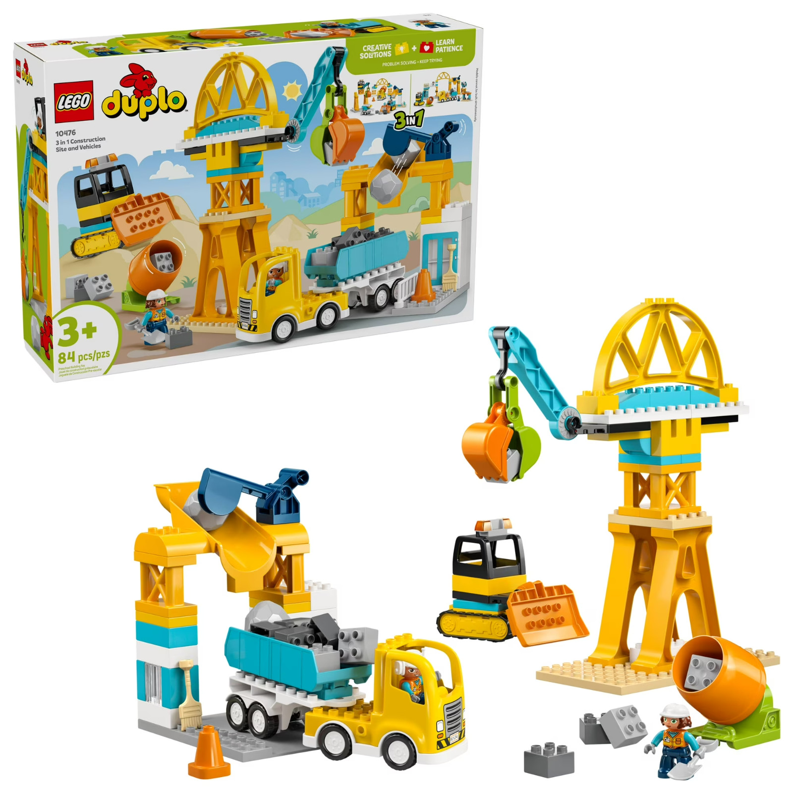 DUPLO Town 3 in 1 Construction Site and Vehicles Toys for Toddlers