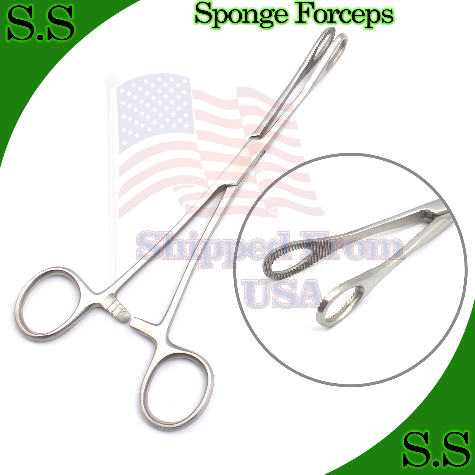 NEW BODY PIERCING KIT SPONGE CLAMP FORCEPS 7" STRAIGHT SERRATED