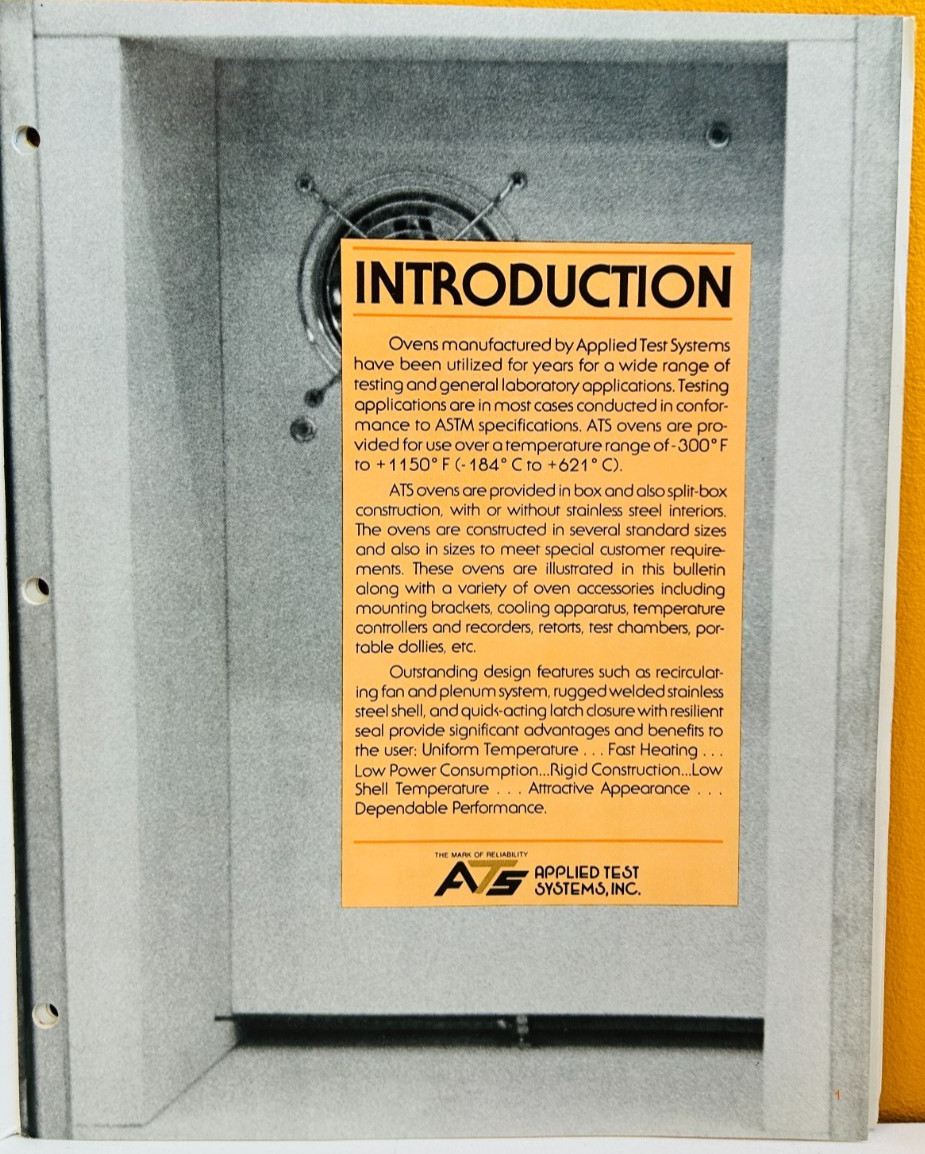 Applied Test Systems Lab / Test Ovens Bulletin 3610/a Catalog.