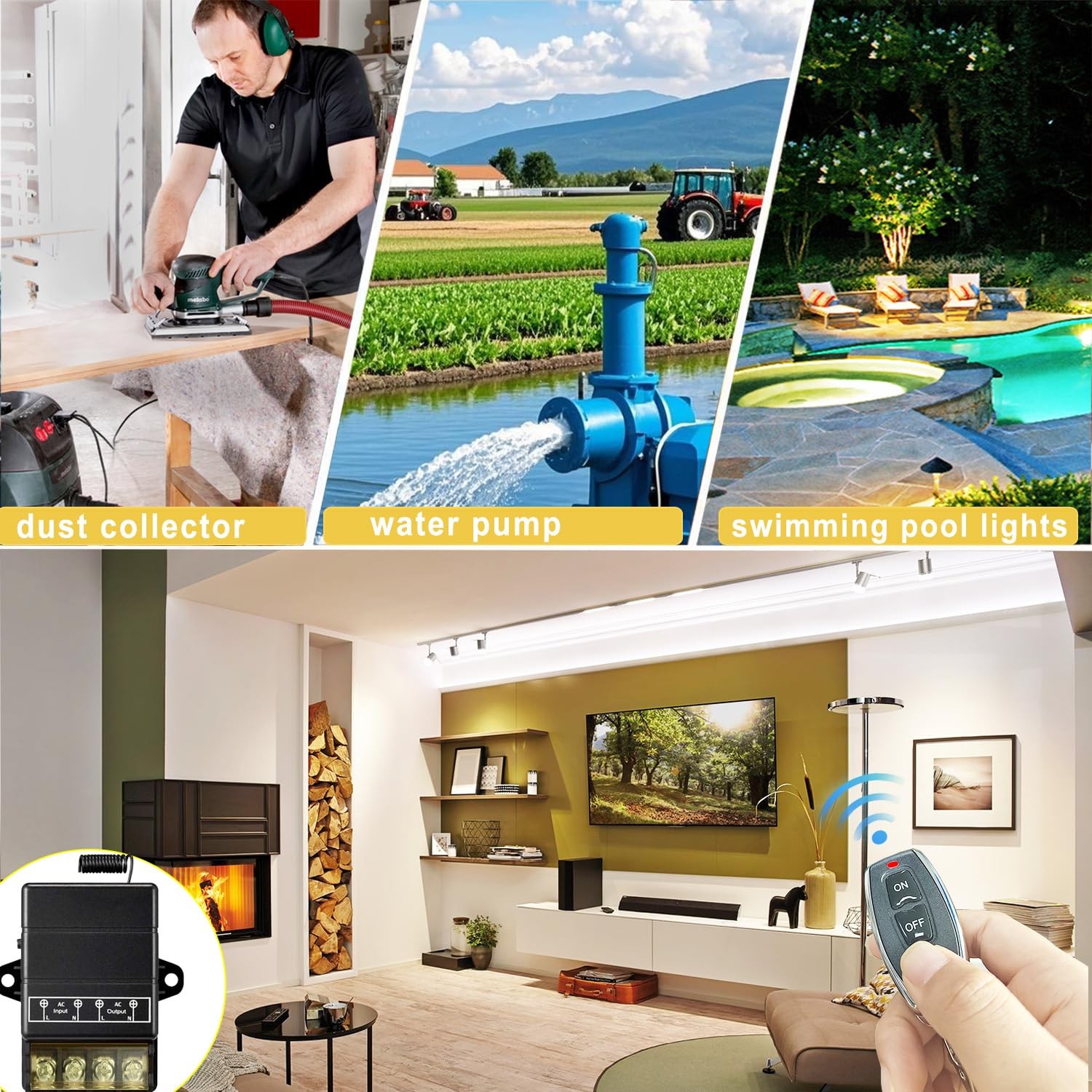 Wireless Remote Switch,AC 110V/120V/240V/40A Relay,Wireless RF Switch for Hou...