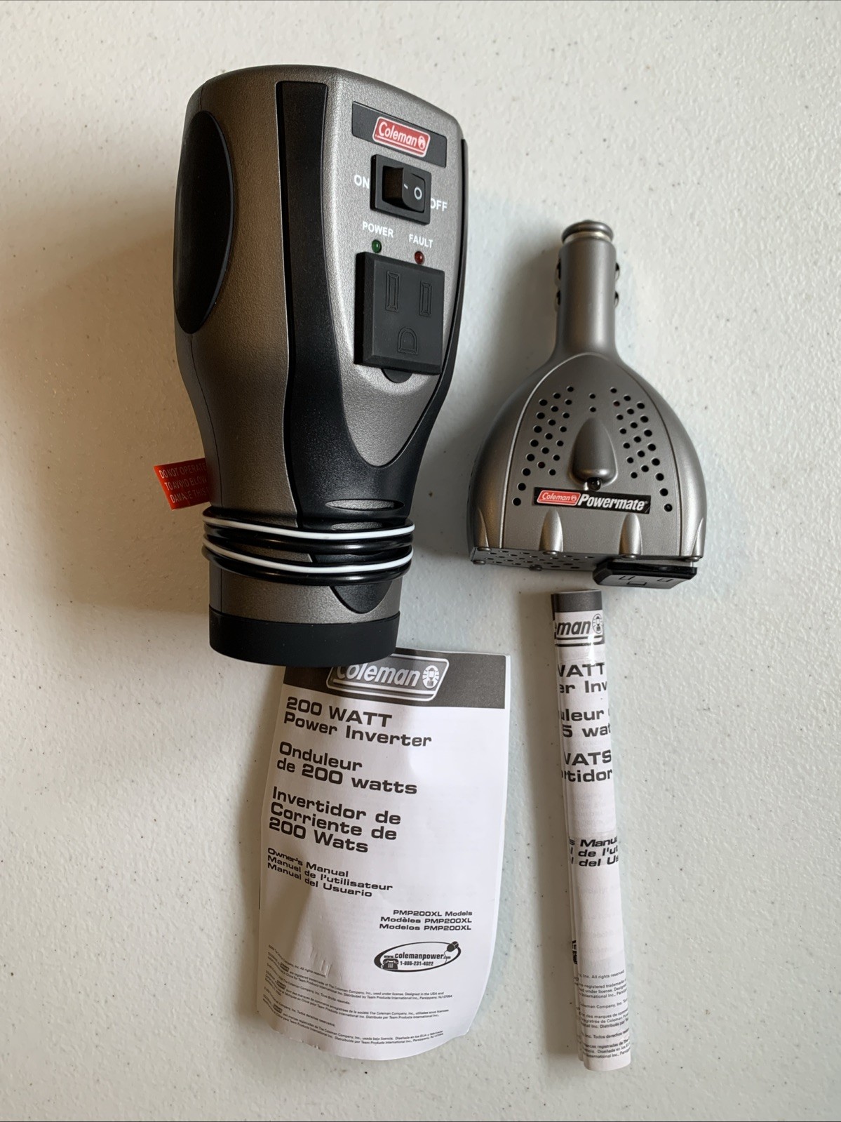New Set Of 2 Coleman Powermate Power Inverters 200w + 75w W/ Instructions