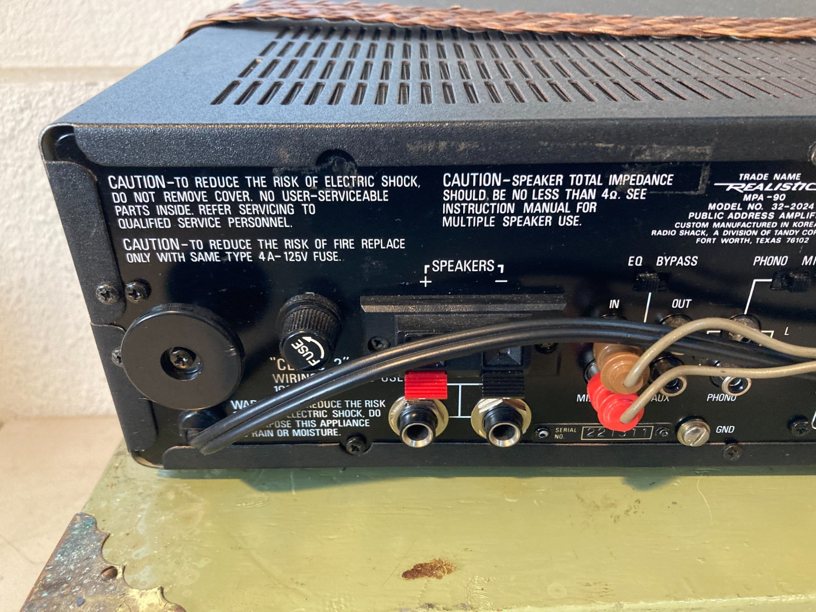 Realistic MPA-90 Watt Solid State PA Mixer Equalizer Amplifier 32-2024A