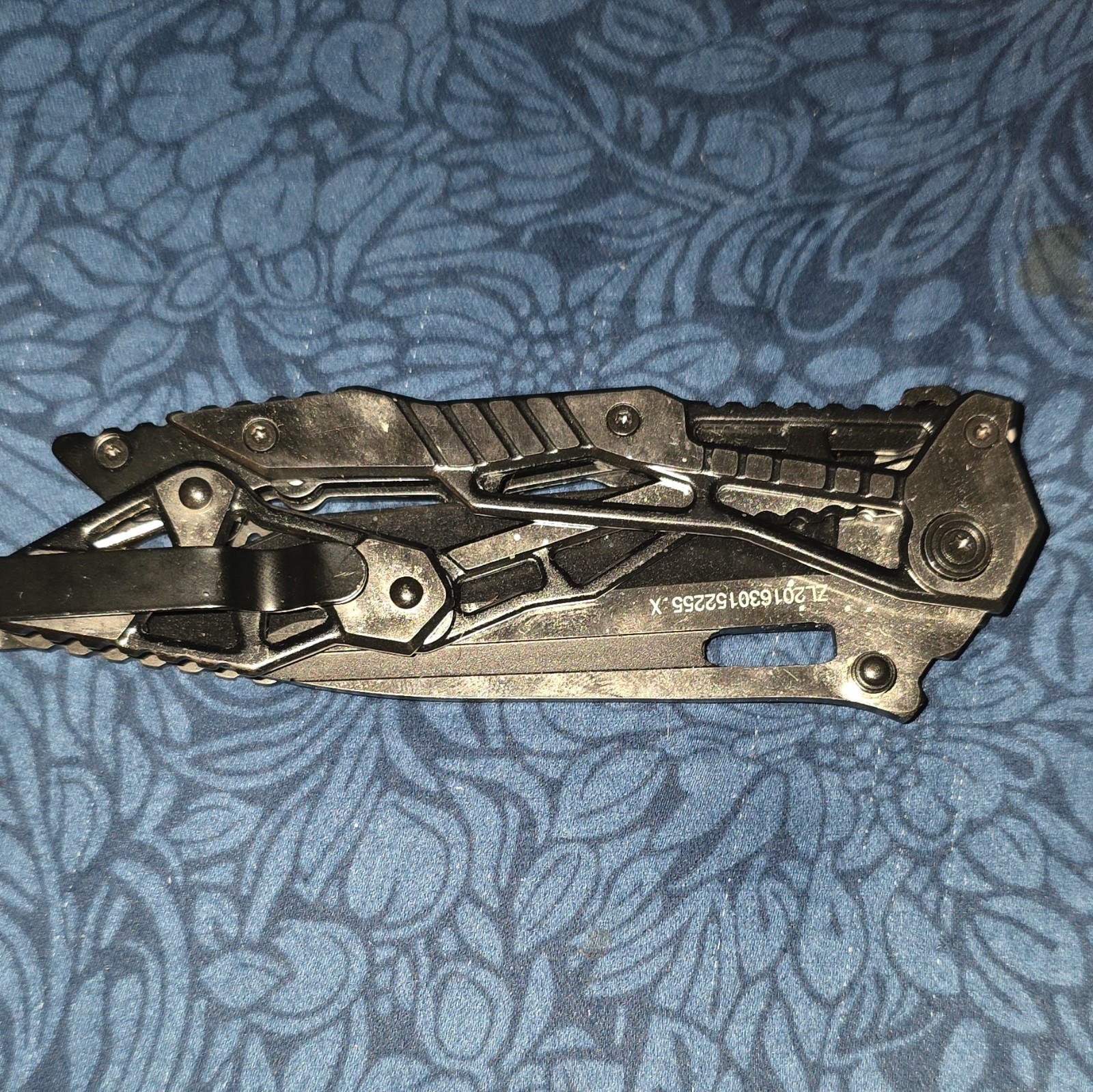 AK Folding Multi-Tool Pocket Knife, Metal Handle, Black Blade, Belt Clip