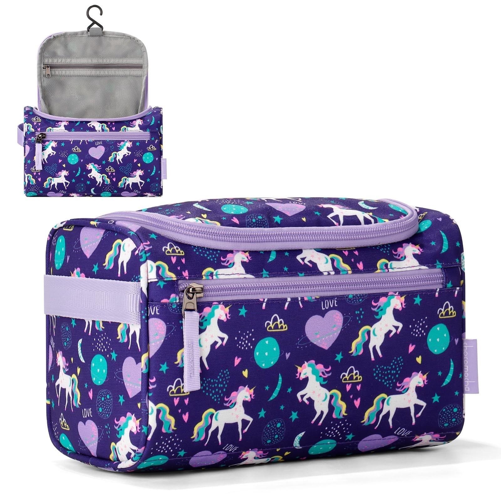 Choco Mocha Kids Unicorn Toiletry Bag for Girls, Travel Waterproof Hanging To...