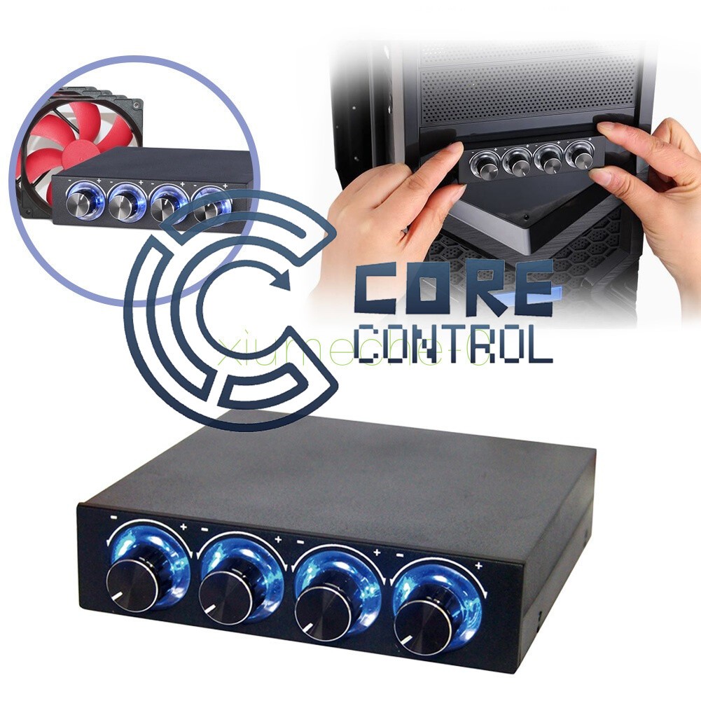 3.5" PC HDD CPU 4 Channel Fan Speed Controller Control Led Cooling Front Panel