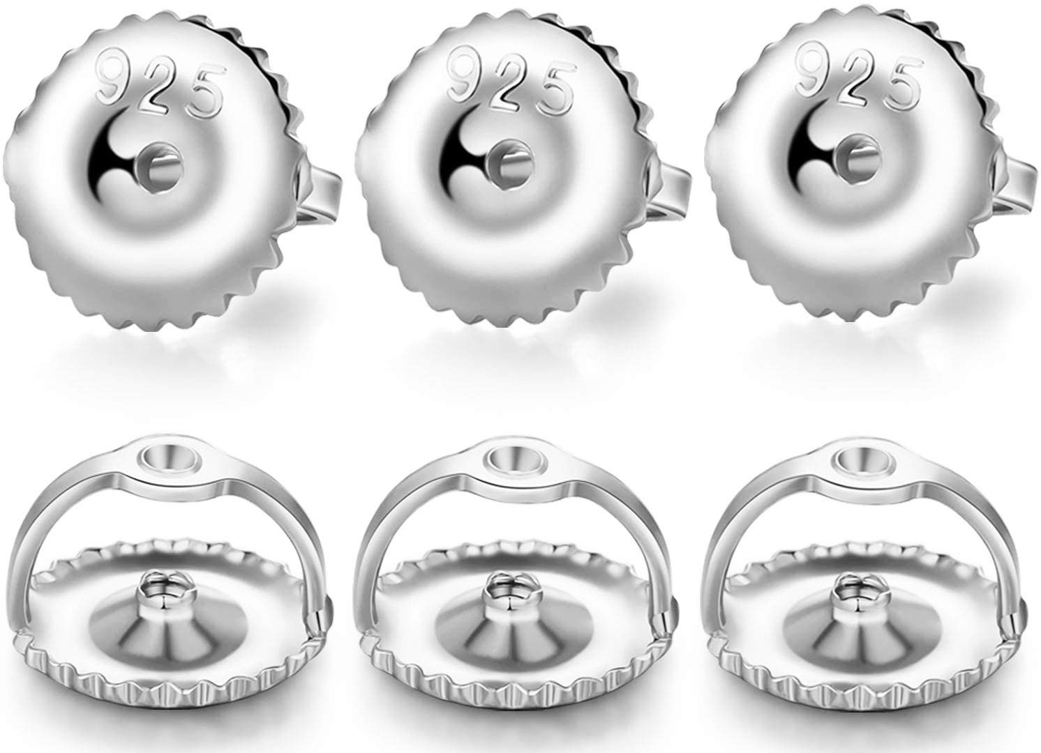 Kouley 14K Gold Screw On Earring Backs, 925 Sterling Silver, 3-Pairs, Silver,...